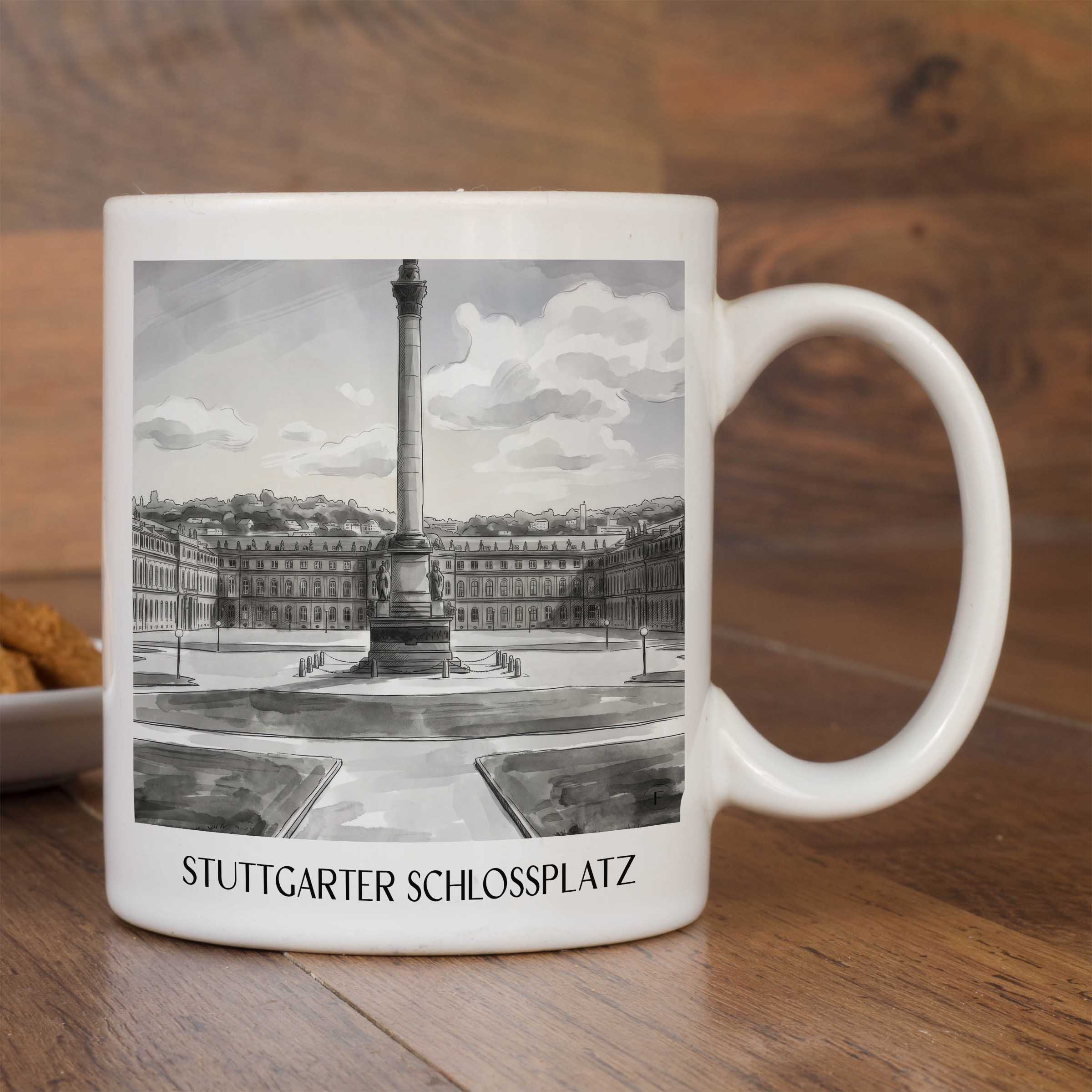schlossplatz-stuttgart-deutschland-kaffeebecher-aquarell-schwarz-weiss