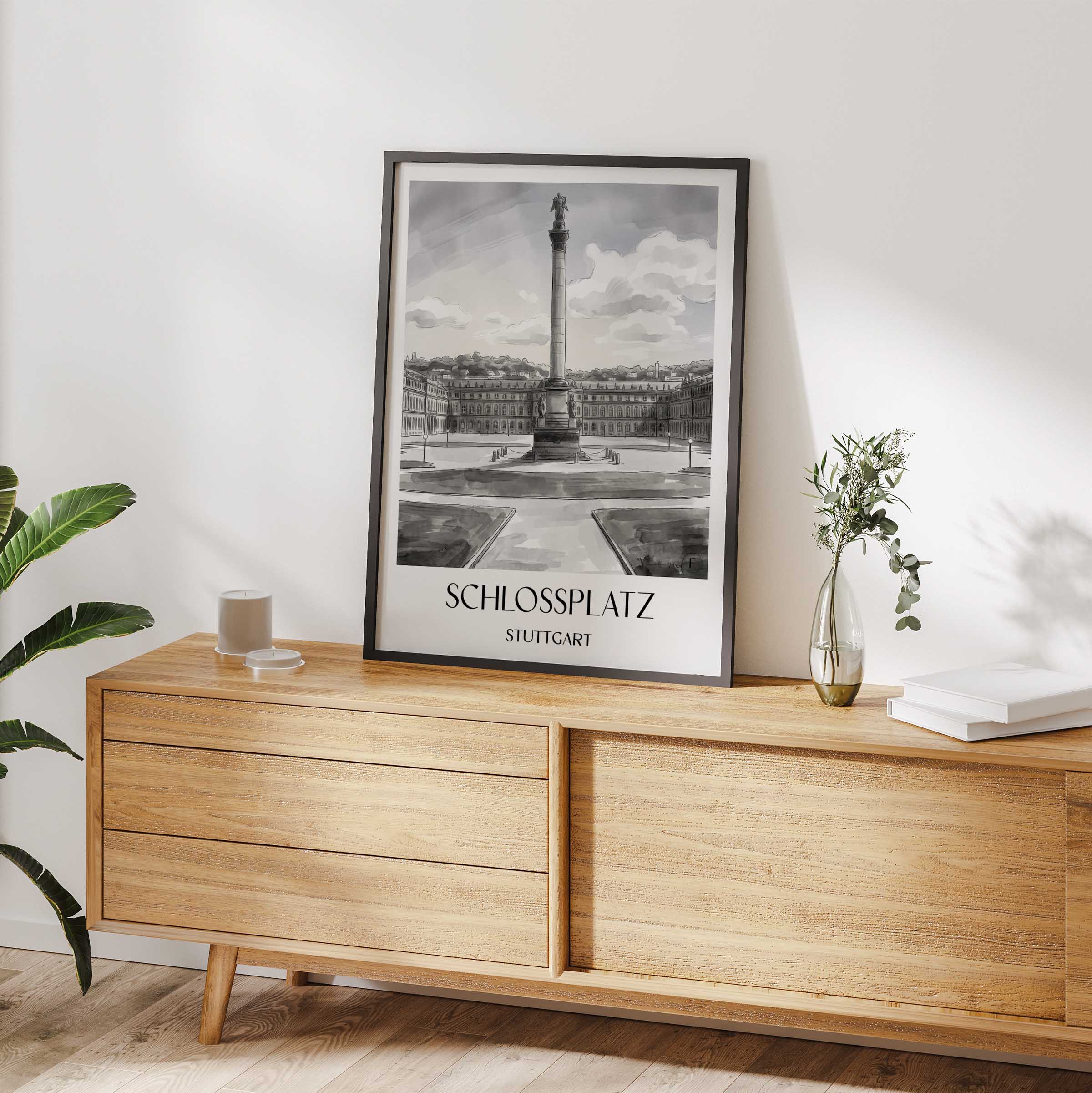 schlossplatz-stuttgart-deutschland-poster-aquarell-schwarz-weiss