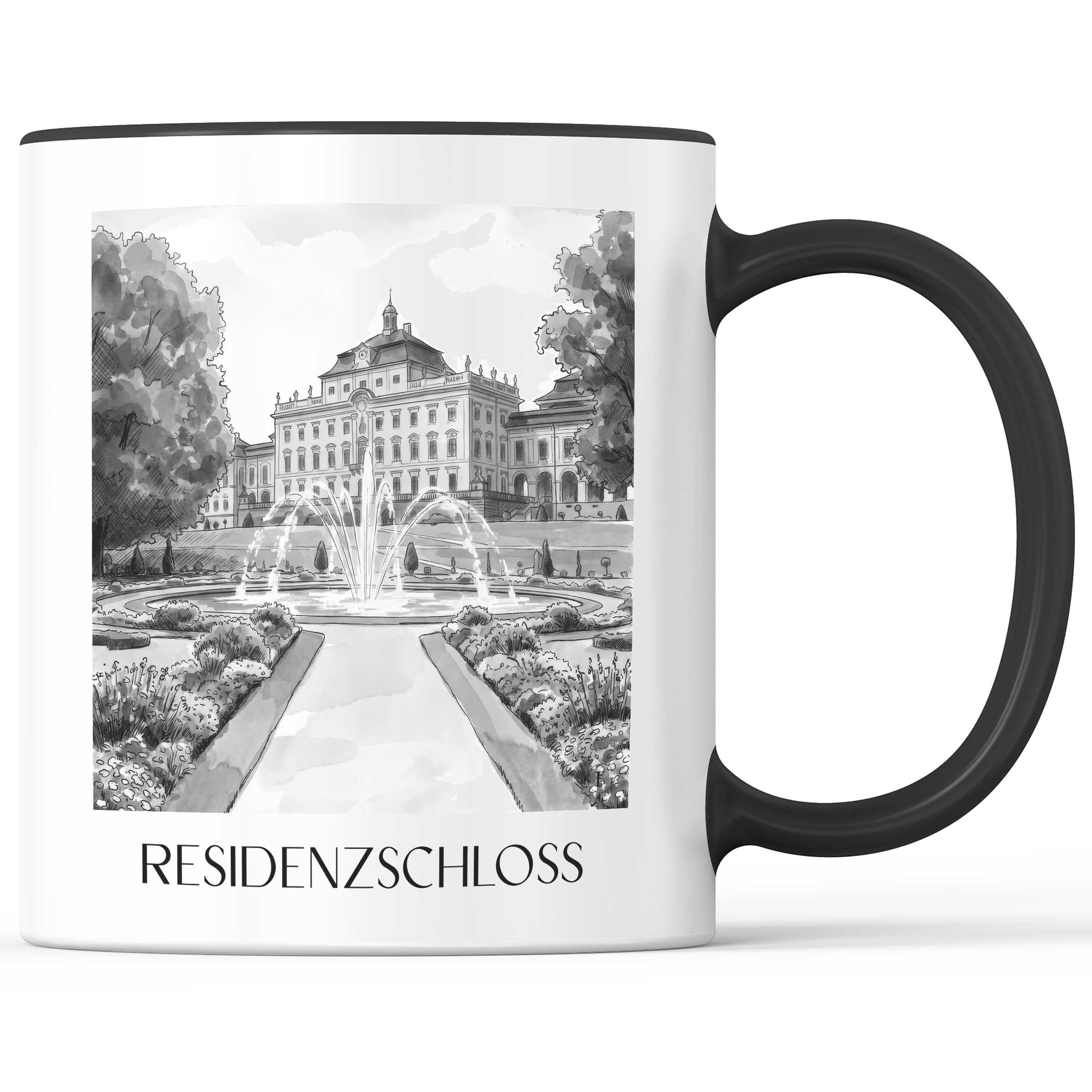 residenzschloss-ludwigsburg-deutschland-kaffeebecher-aquarell-schwarz-weiss