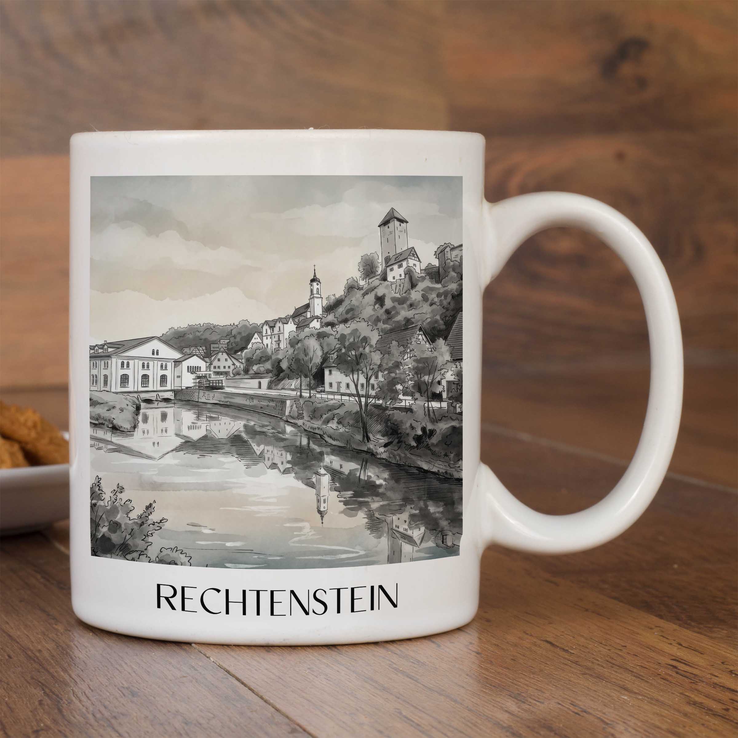 rechtenstein-deutschland-kaffeebecher-aquarell-schwarz-weiss