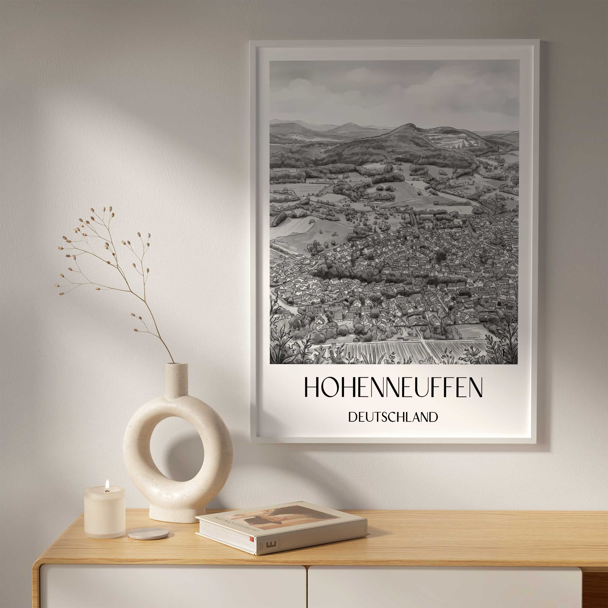 hohenneuffen-deutschland-poster-aquarell-schwarz-weiss