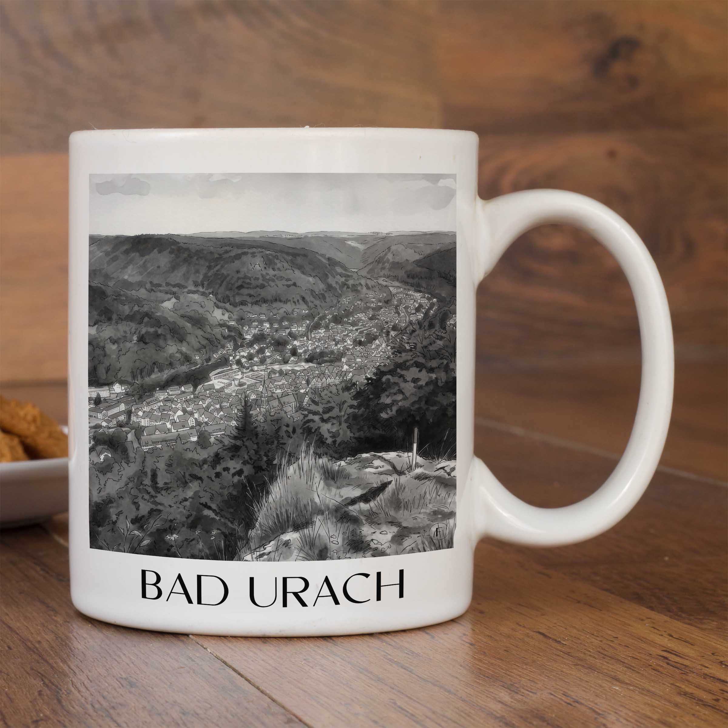 bad-urach-deutschland-kaffeebecher-aquarell-schwarz-weiss