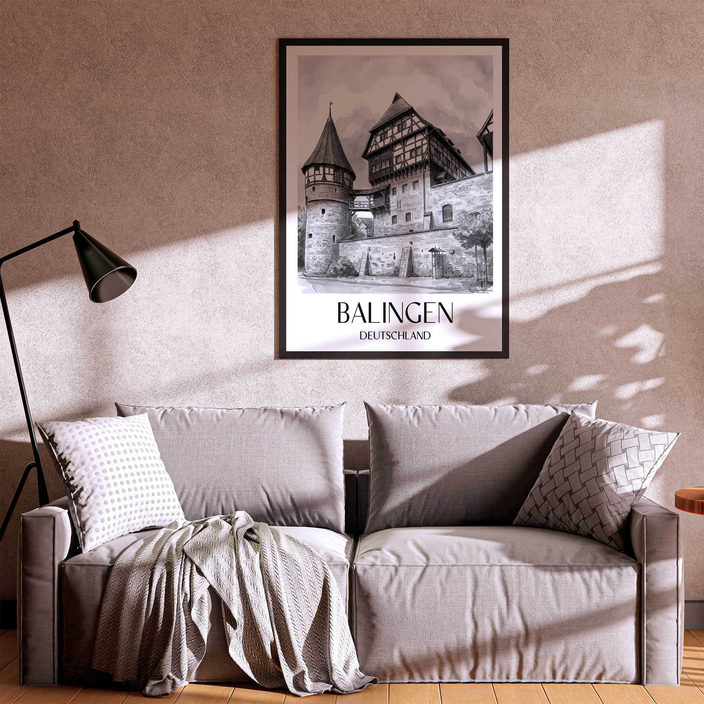 balingen-deutschland-poster-aquarell-schwarz-weiss