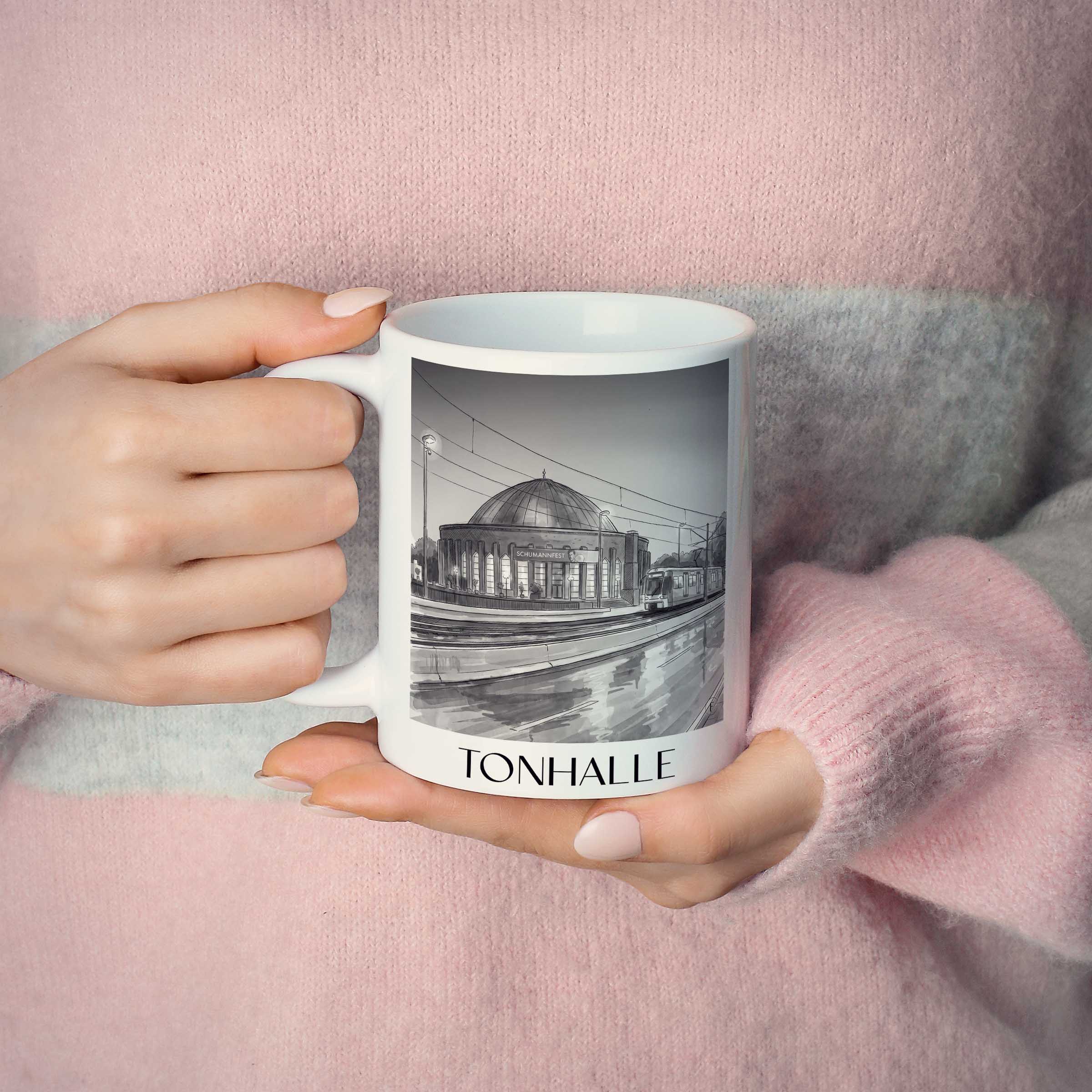 tonhalle-düsseldorf-deutschland-kaffeebecher-aquarell-schwarz-weiss