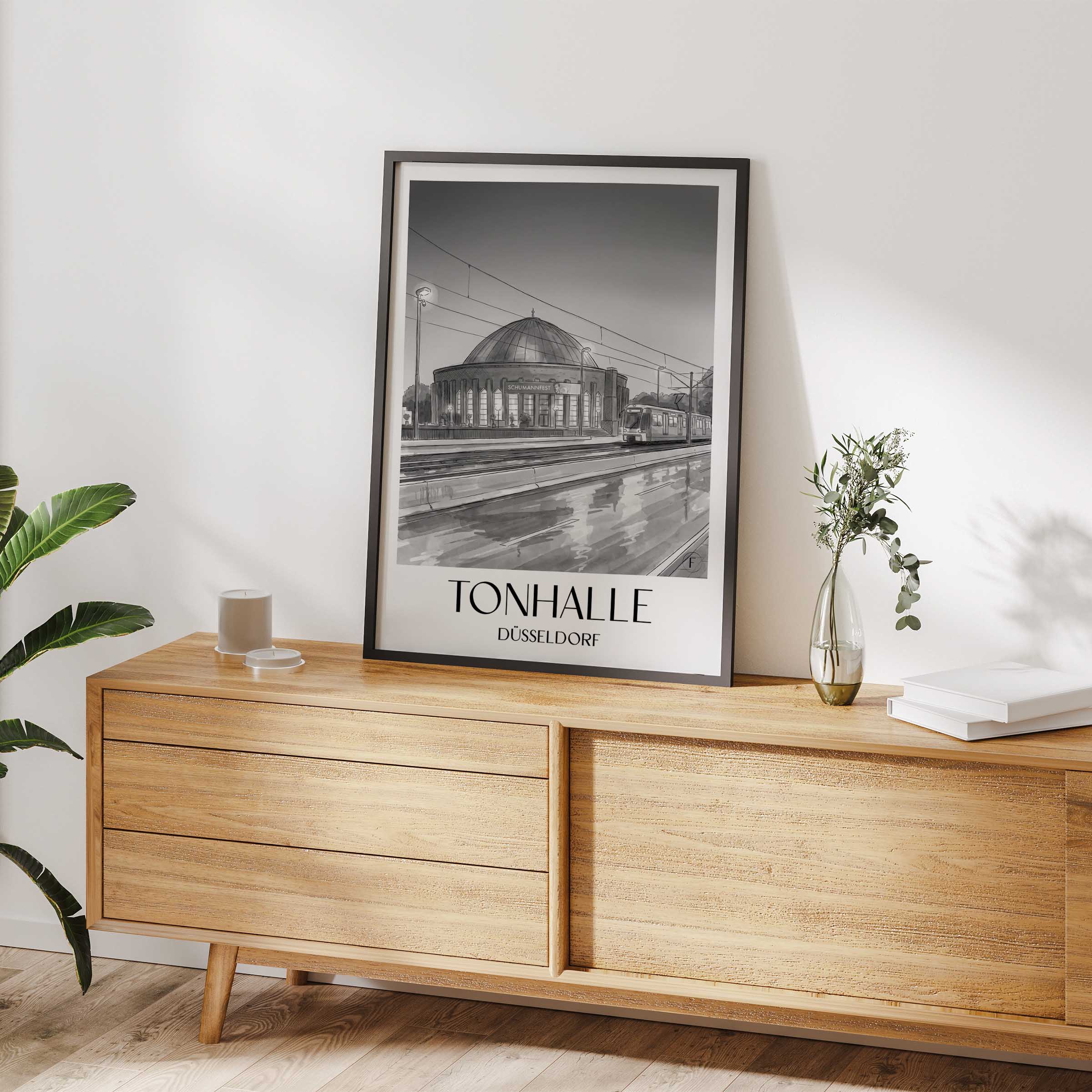 tonhalle-düsseldorf-deutschland-poster-aquarell-schwarz-weiss