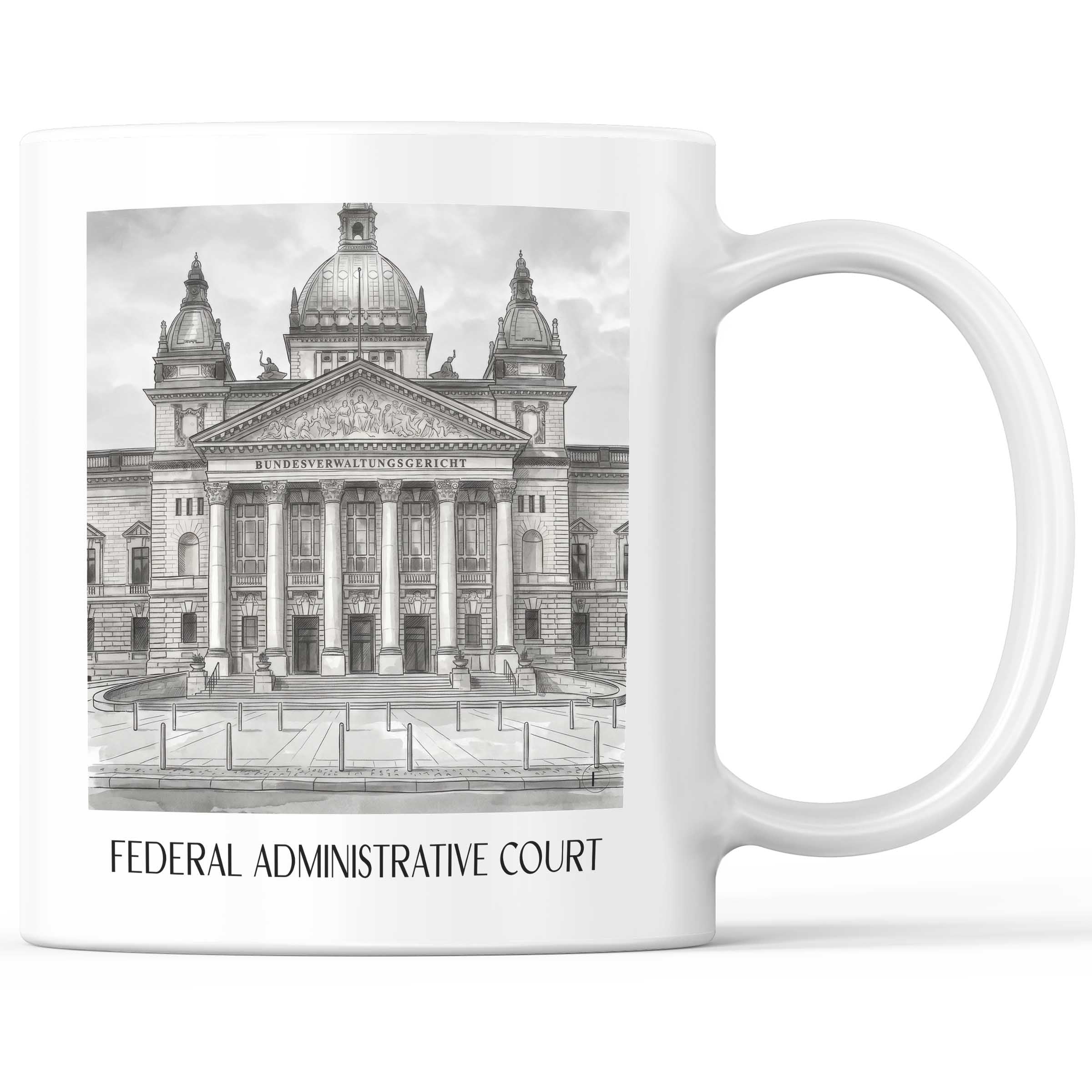 Bundesverwaltungsgericht Kaffeebecher - Leipzig - Deutschland Becher - Kaffeetasse im Aquarell Schwarz-Weiß Stil