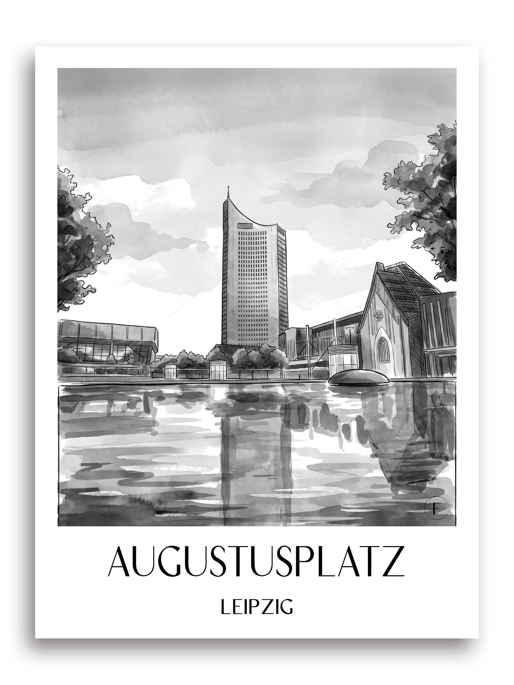 augustusplatz-leipzig-deutschland-poster-aquarell-schwarz-weiss