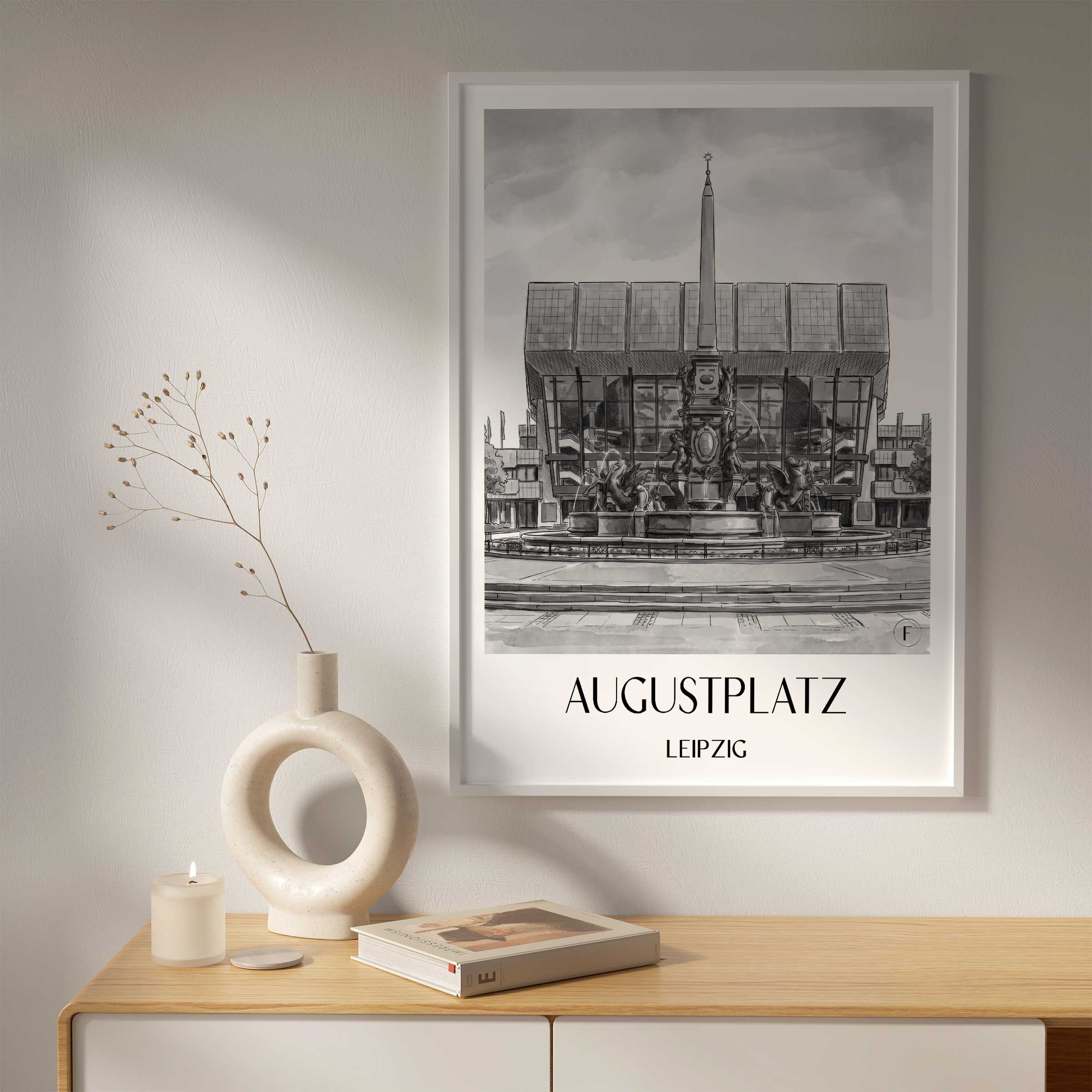 augustplatz-leipzig-deutschland-poster-aquarell-schwarz-weiss
