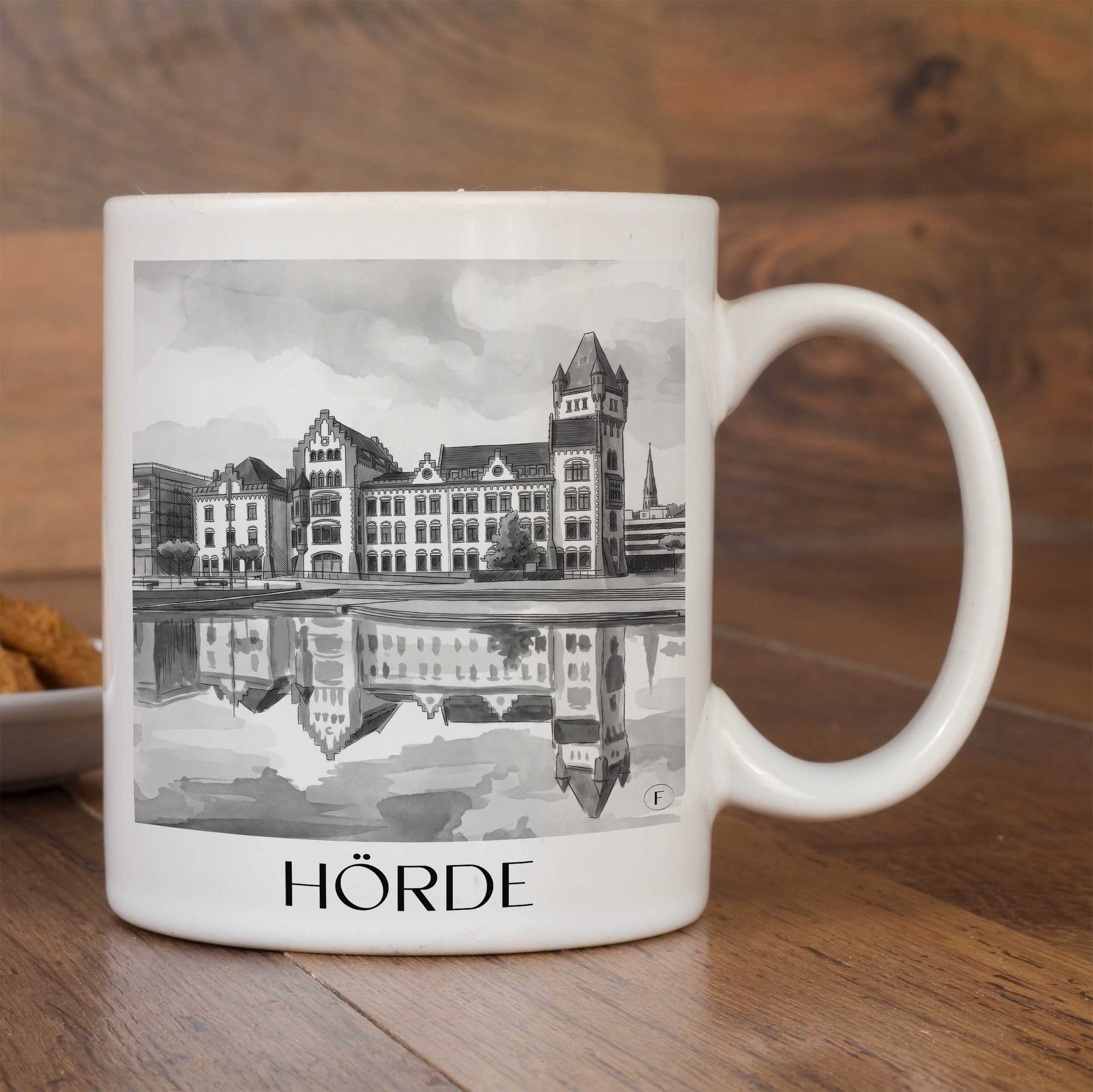 hörde-dortmund-deutschland-kaffeebecher-aquarell-schwarz-weiss