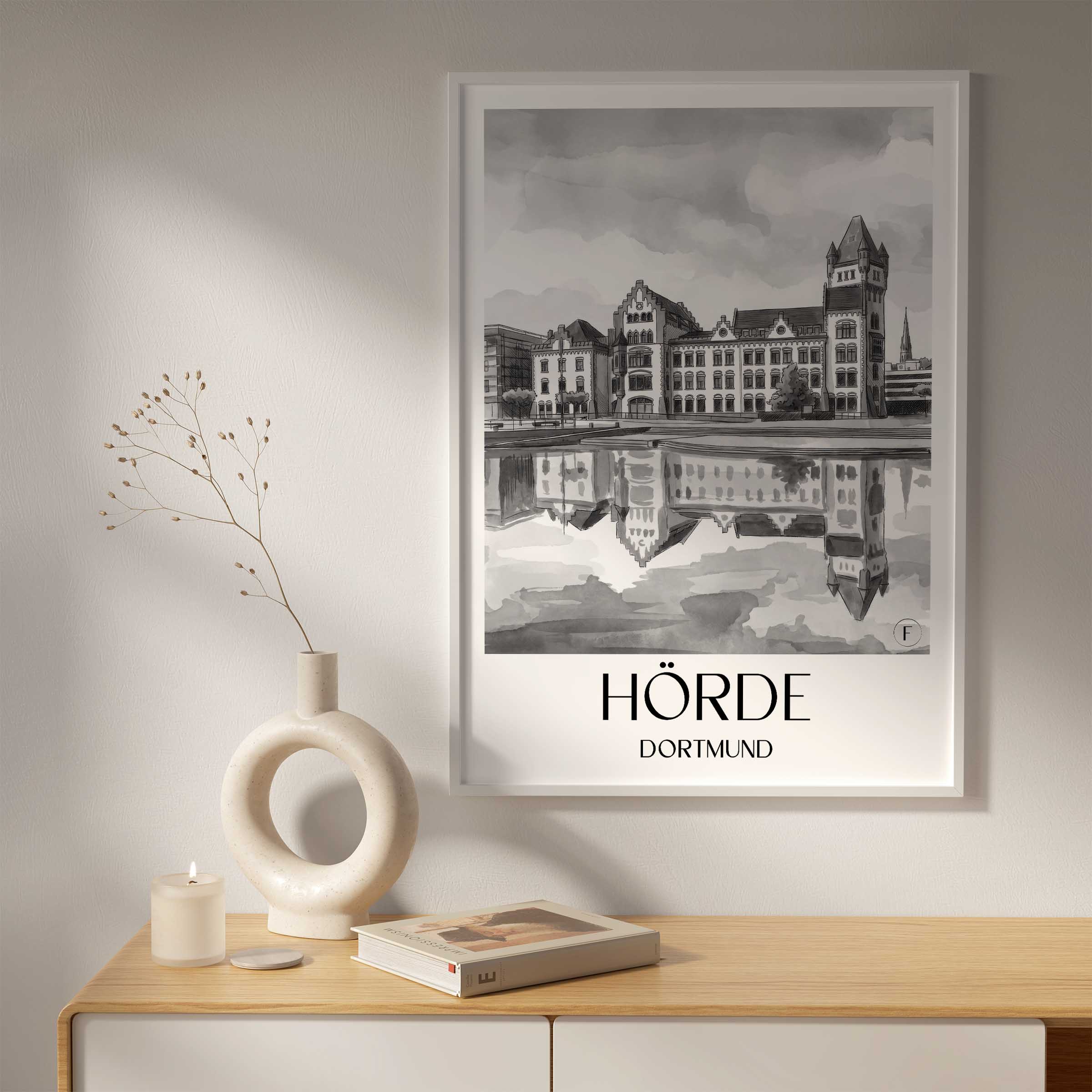 hörde-dortmund-deutschland-poster-aquarell-schwarz-weiss