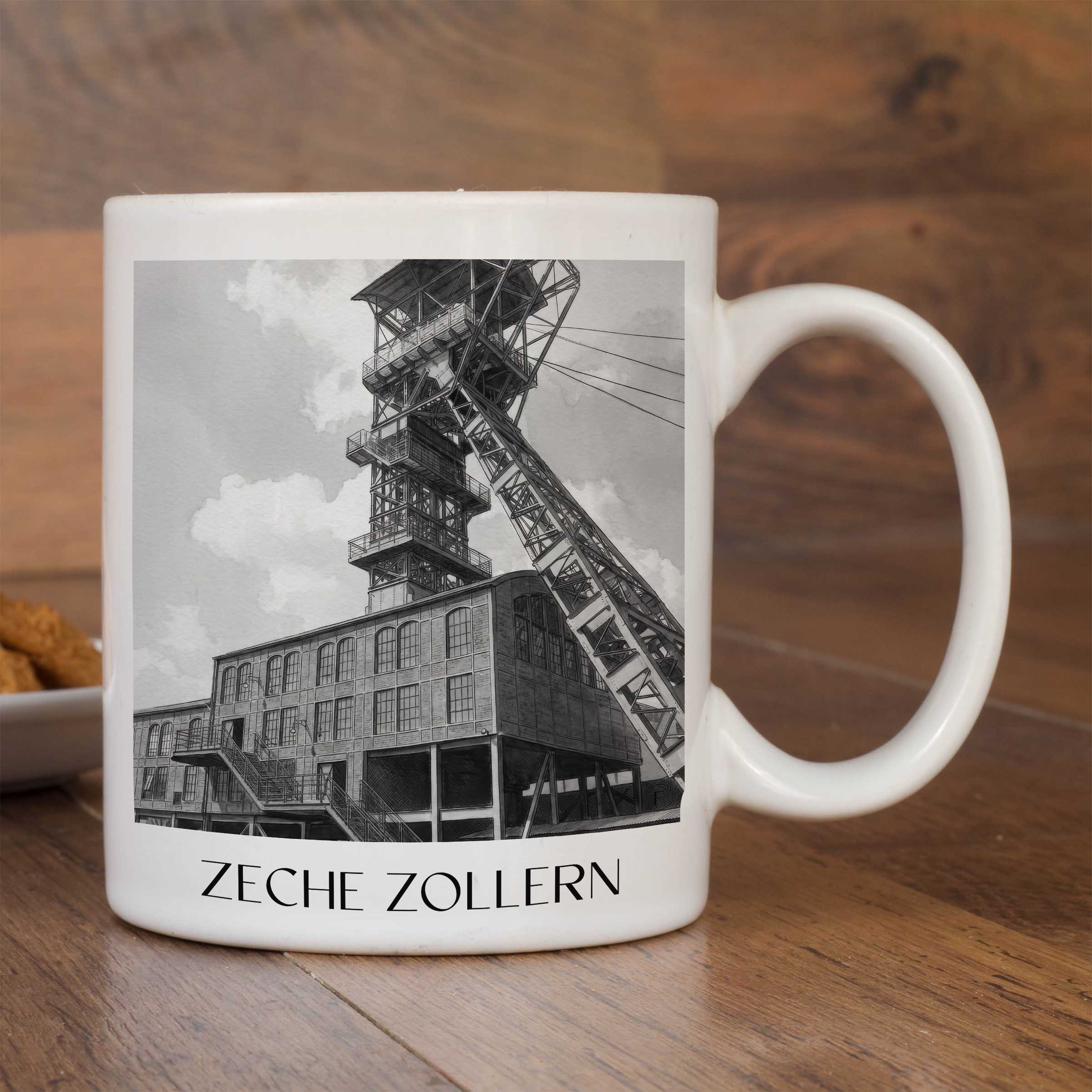 zeche-zollern-dortmund-deutschland-kaffeebecher-aquarell-schwarz-weiss