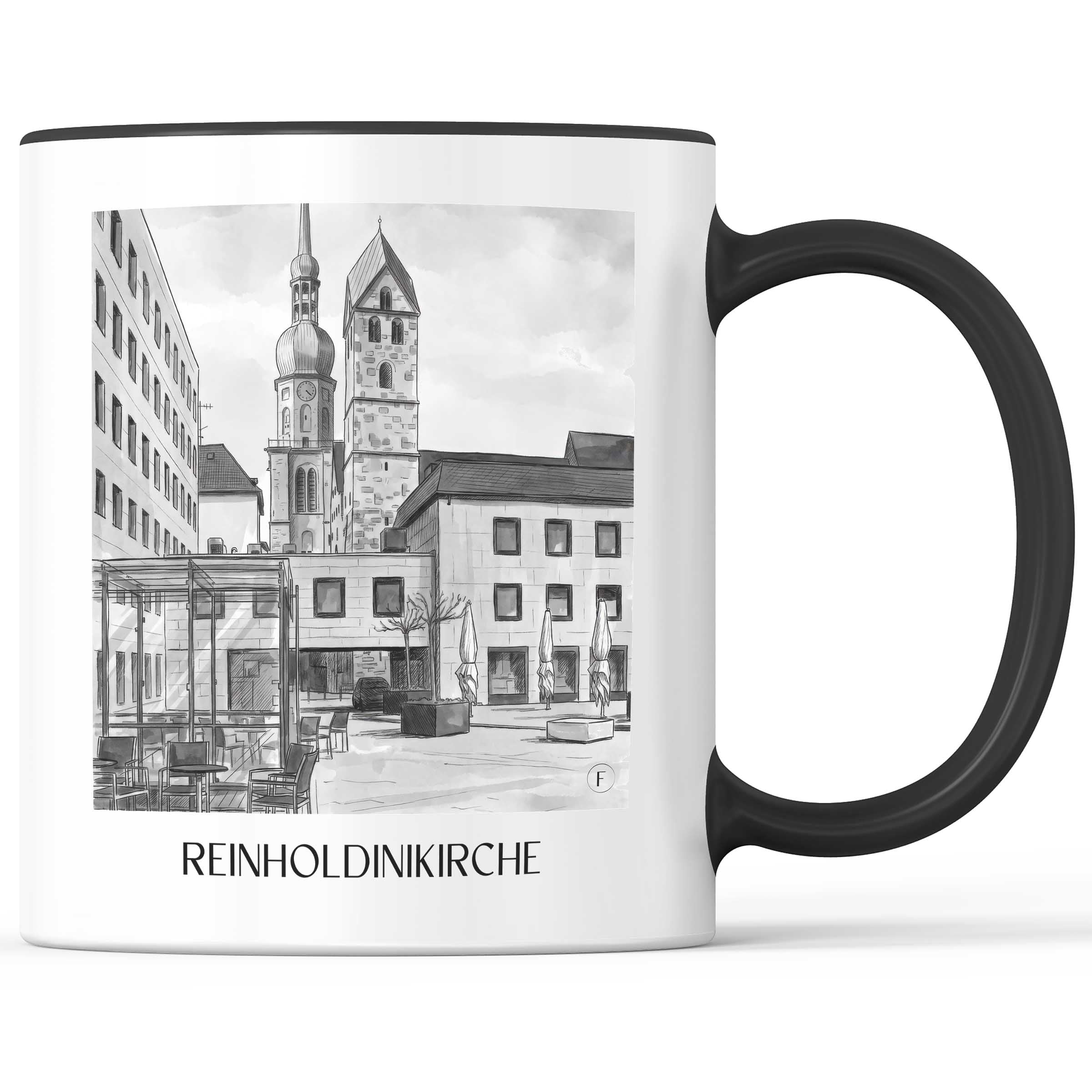 reinholdinikirche-dortmund-deutschland-kaffeebecher-aquarell-schwarz-weiss
