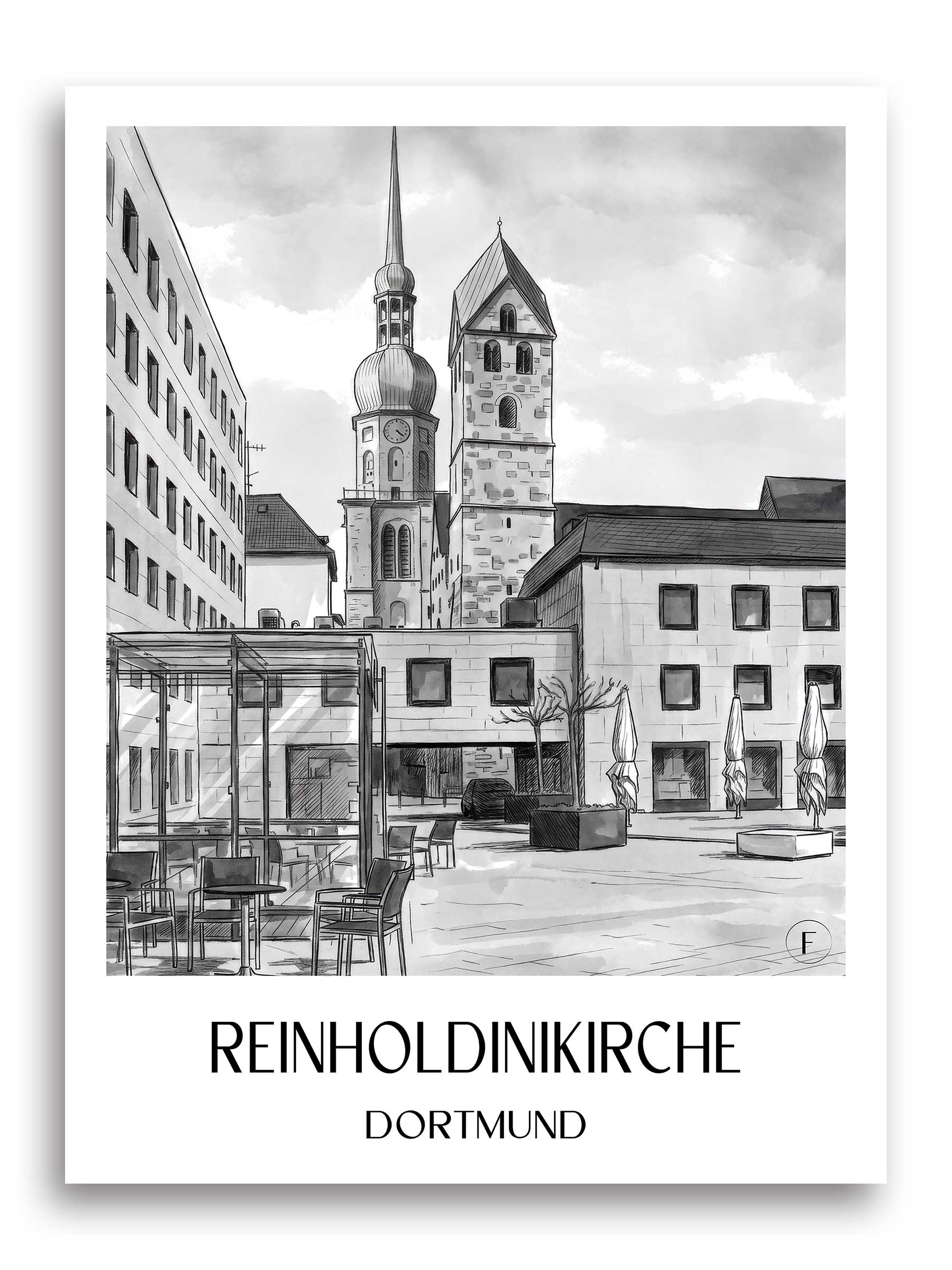 reinholdinikirche-dortmund-deutschland-poster-aquarell-schwarz-weiss