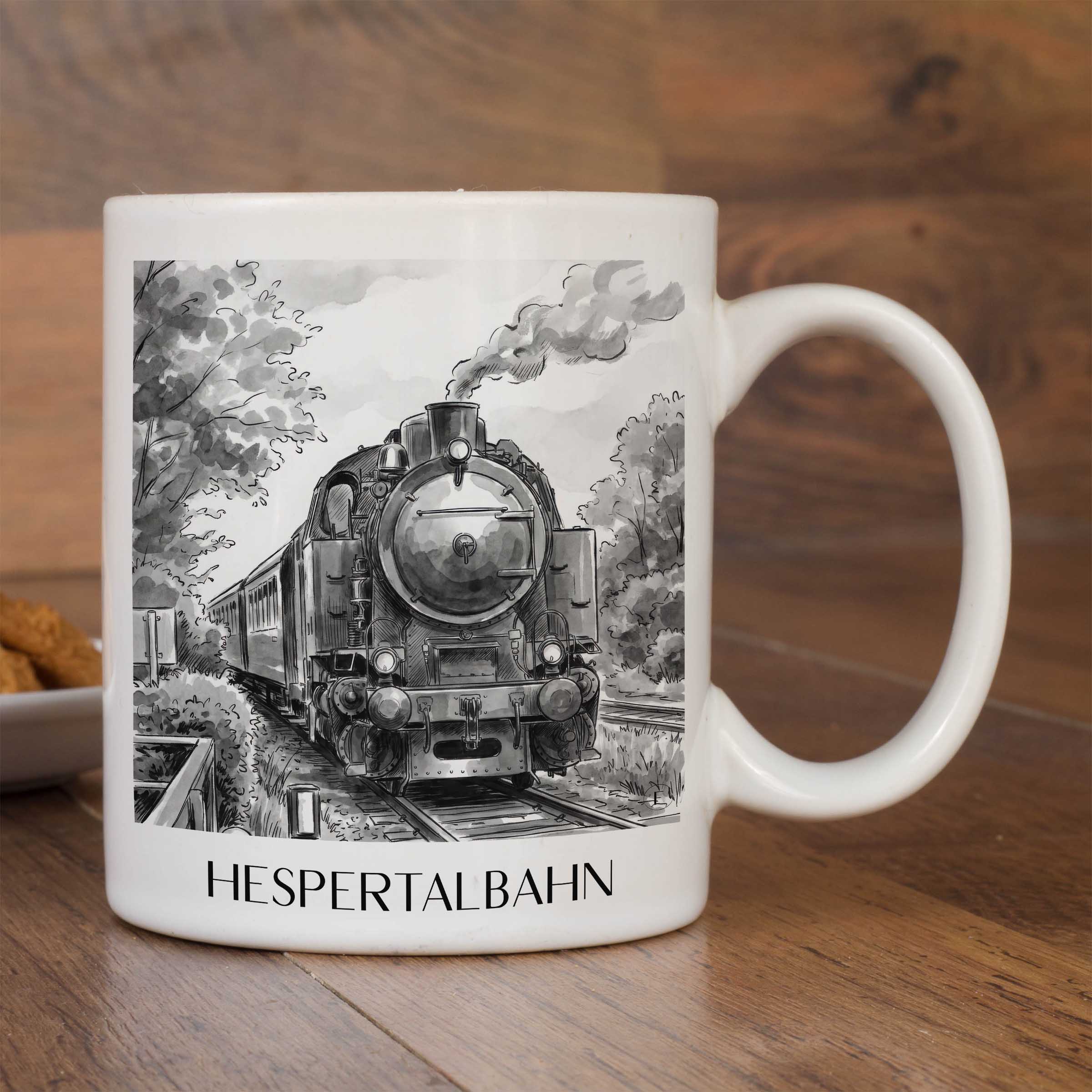 hespertalbahn-essen-deutschland-kaffeebecher-aquarell-schwarz-weiss