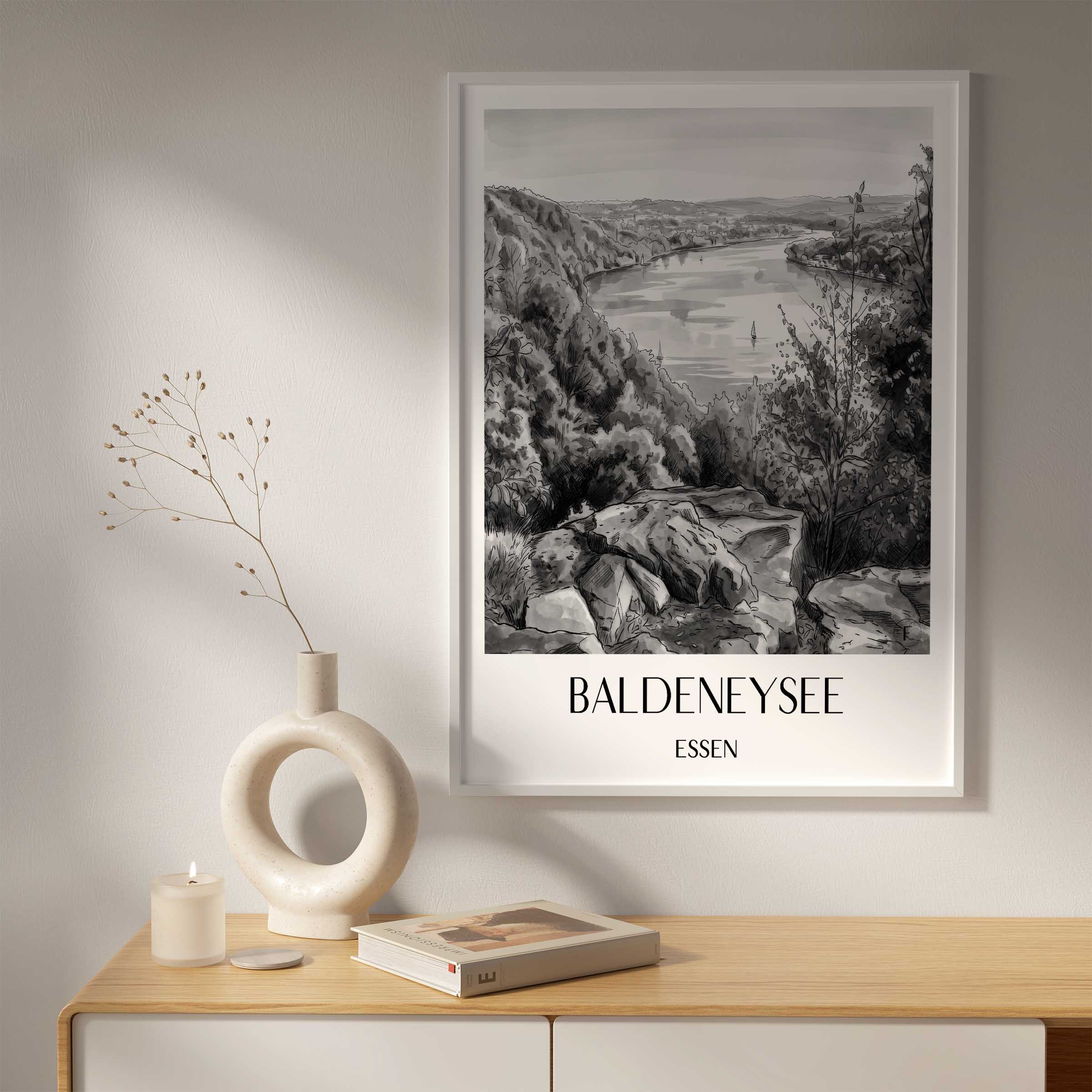 baldeneysee-essen-deutschland-poster-aquarell-schwarz-weiss