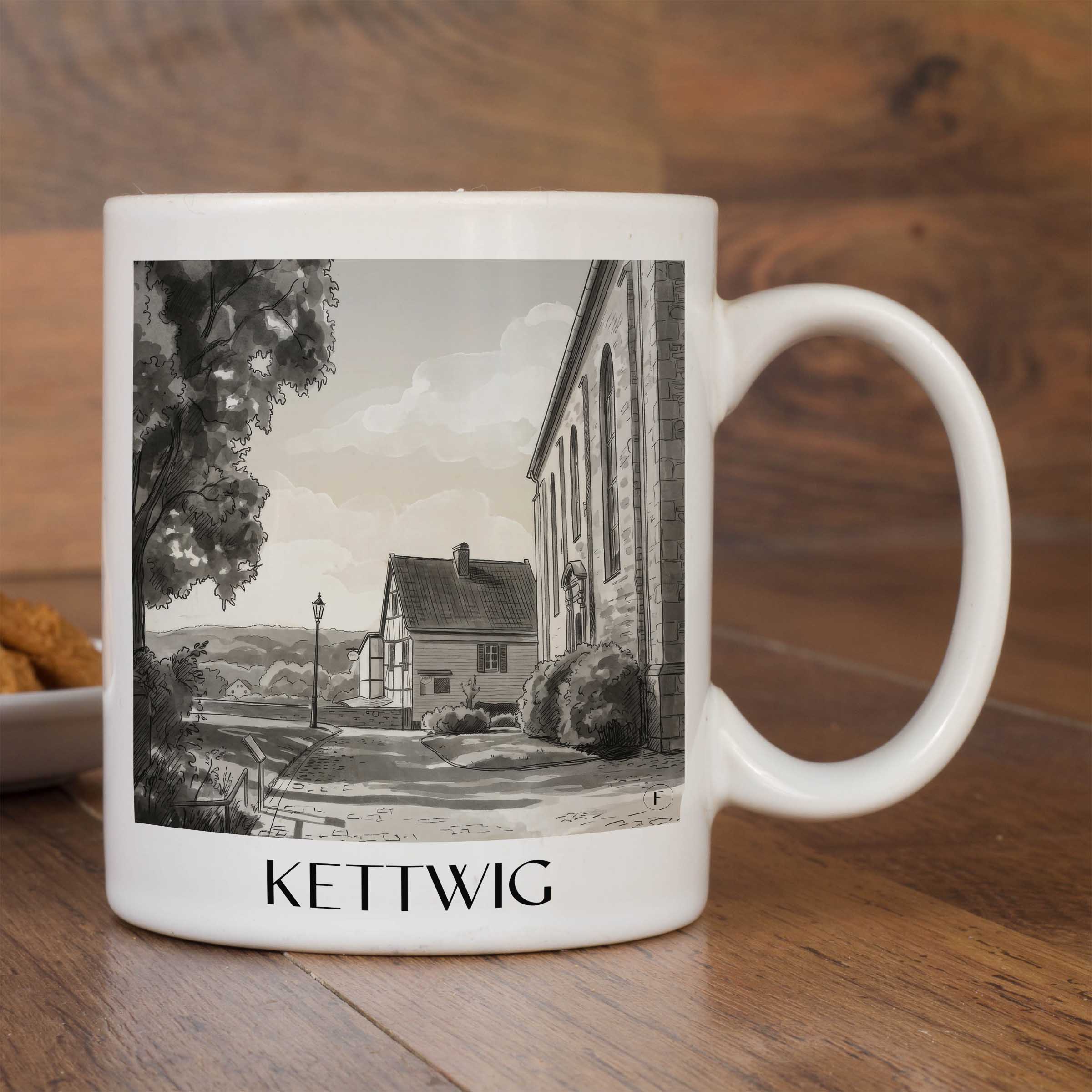 kettwig-essen-deutschland-kaffeebecher-aquarell-schwarz-weiss
