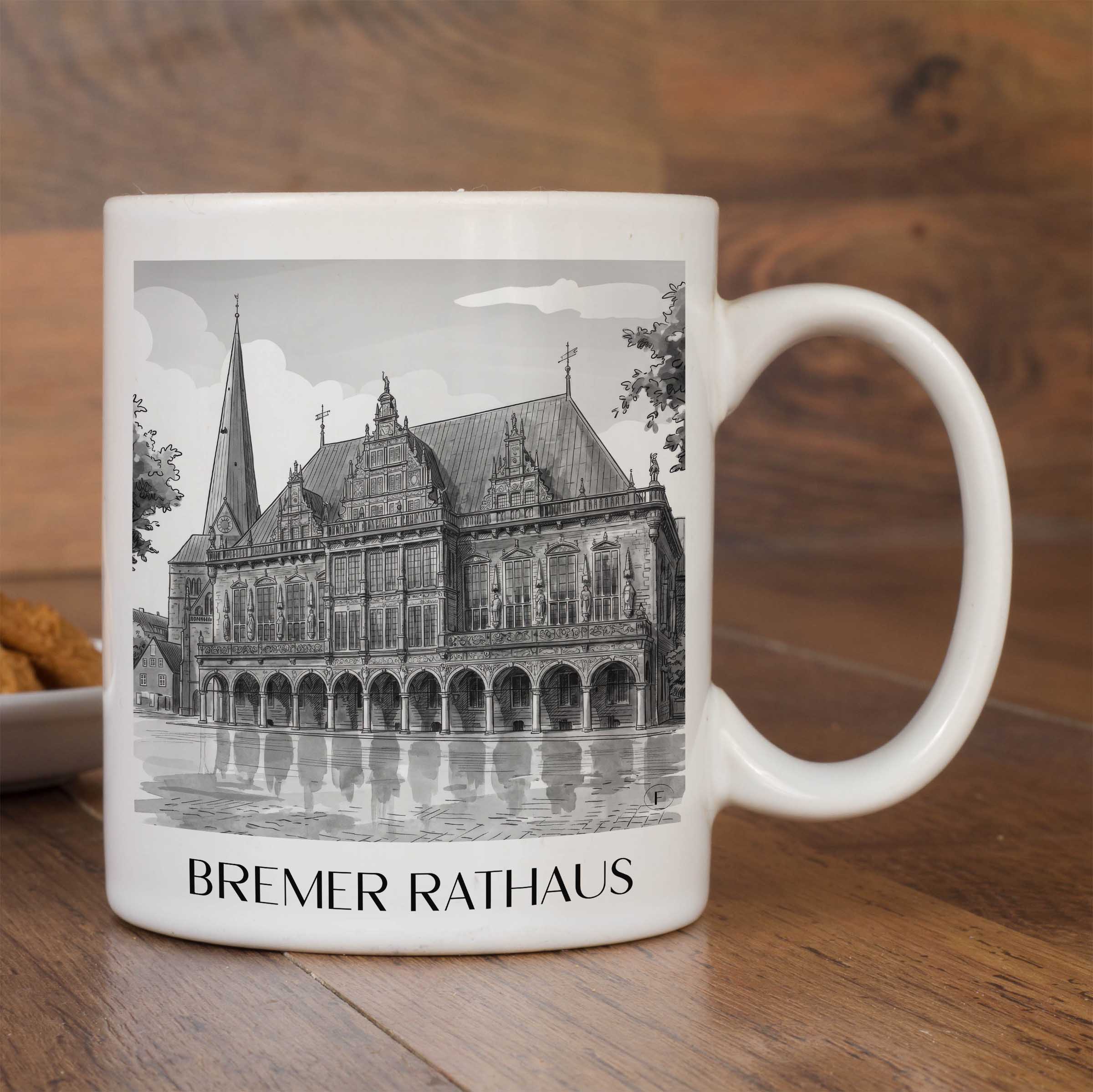 rathaus-bremen-deutschland-kaffeebecher-aquarell-schwarz-weiss