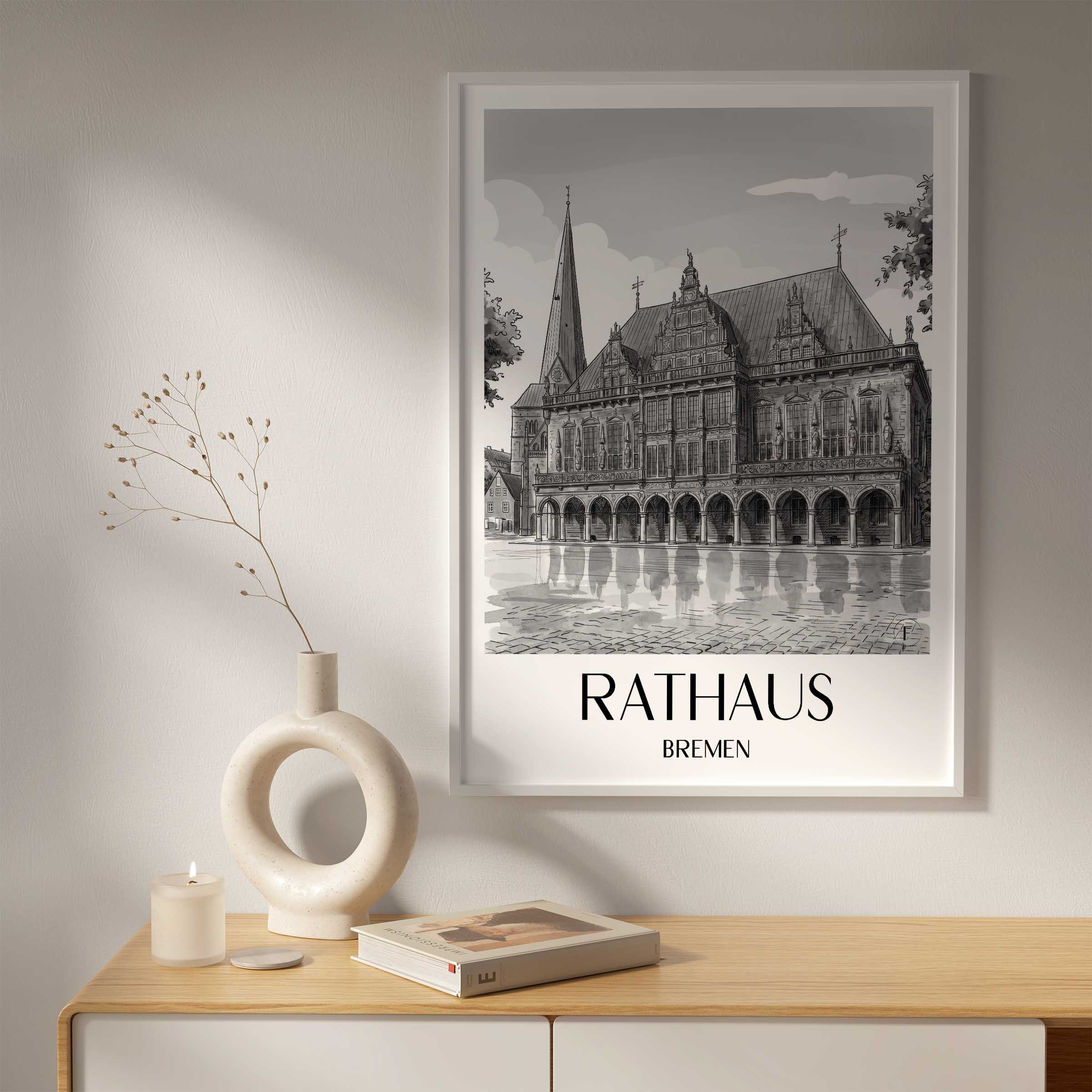 rathaus-bremen-deutschland-poster-aquarell-schwarz-weiss