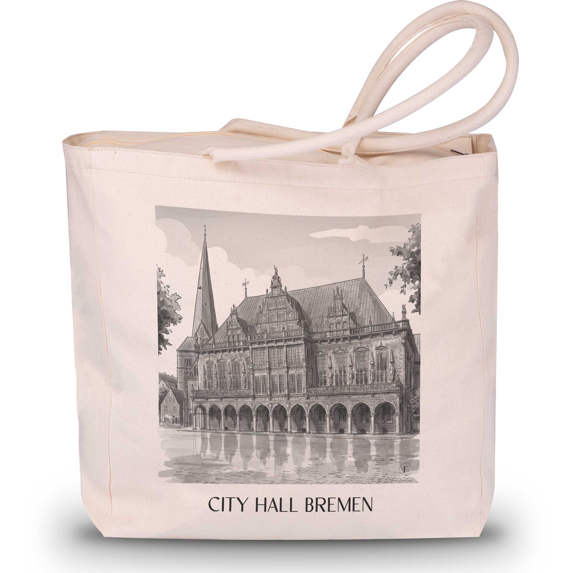 Rathaus Shopping Tasche - Bremen - Deutschland Tote Bag - Einkaufstasche im Aquarell Schwarz-Weiß Stil