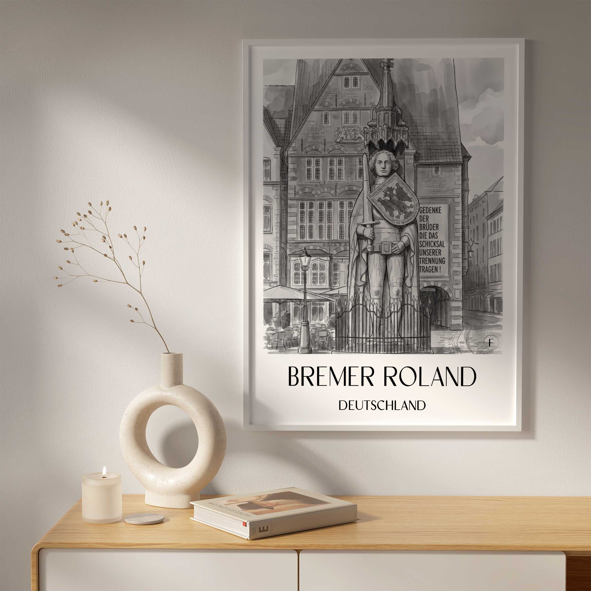 bremer-roland-deutschland-poster-aquarell-schwarz-weiss