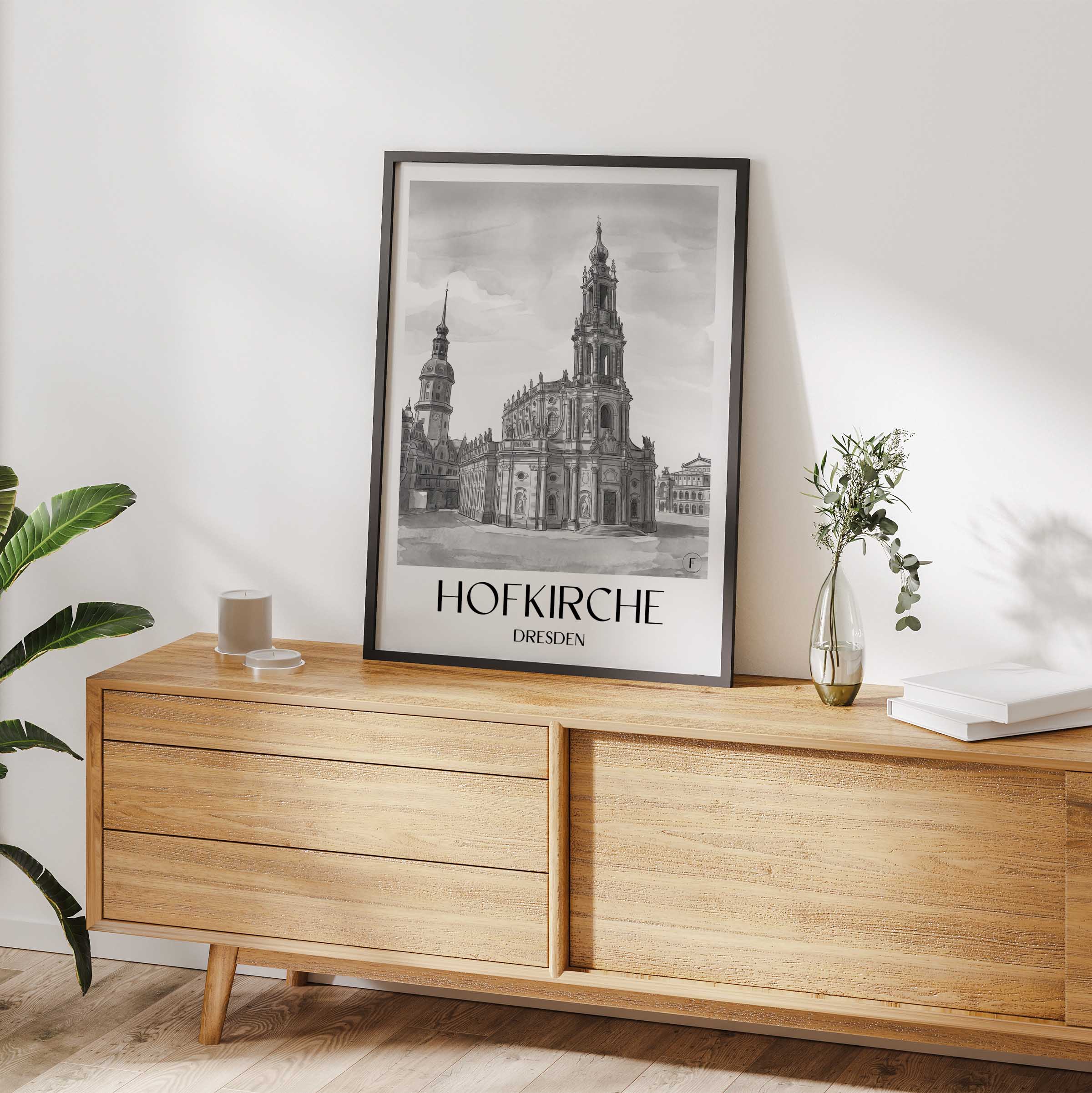 hofkirche-dresden-deutschland-poster-aquarell-schwarz-weiss