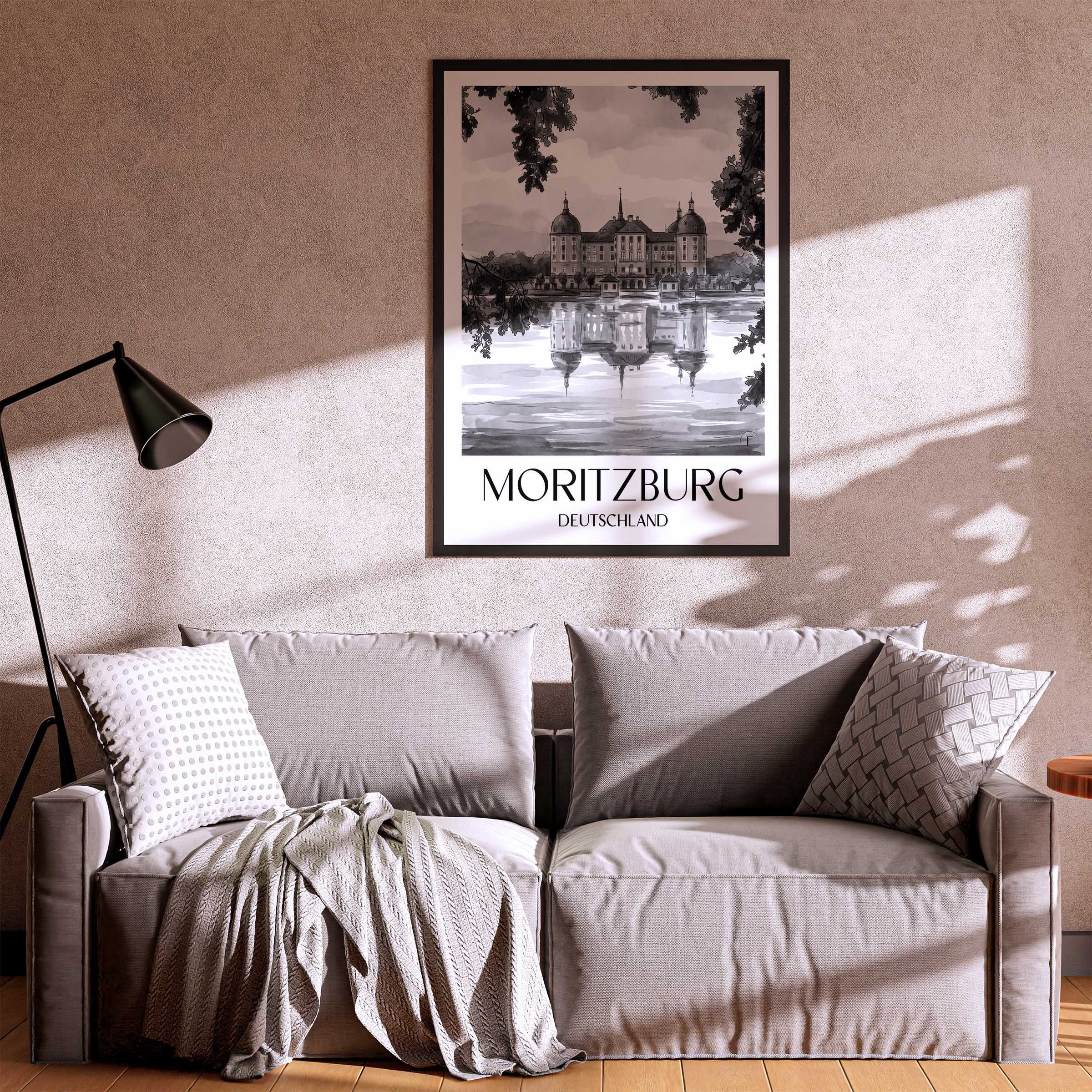 moritzburg-deutschland-poster-aquarell-schwarz-weiss