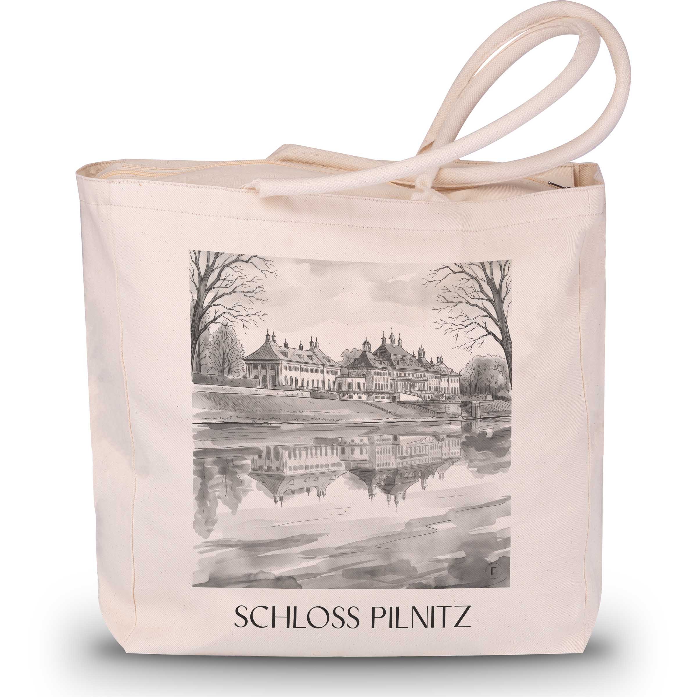 schloss-pilnitz-dresden-deutschland-einkaufstasche-aquarell-schwarz-weiss