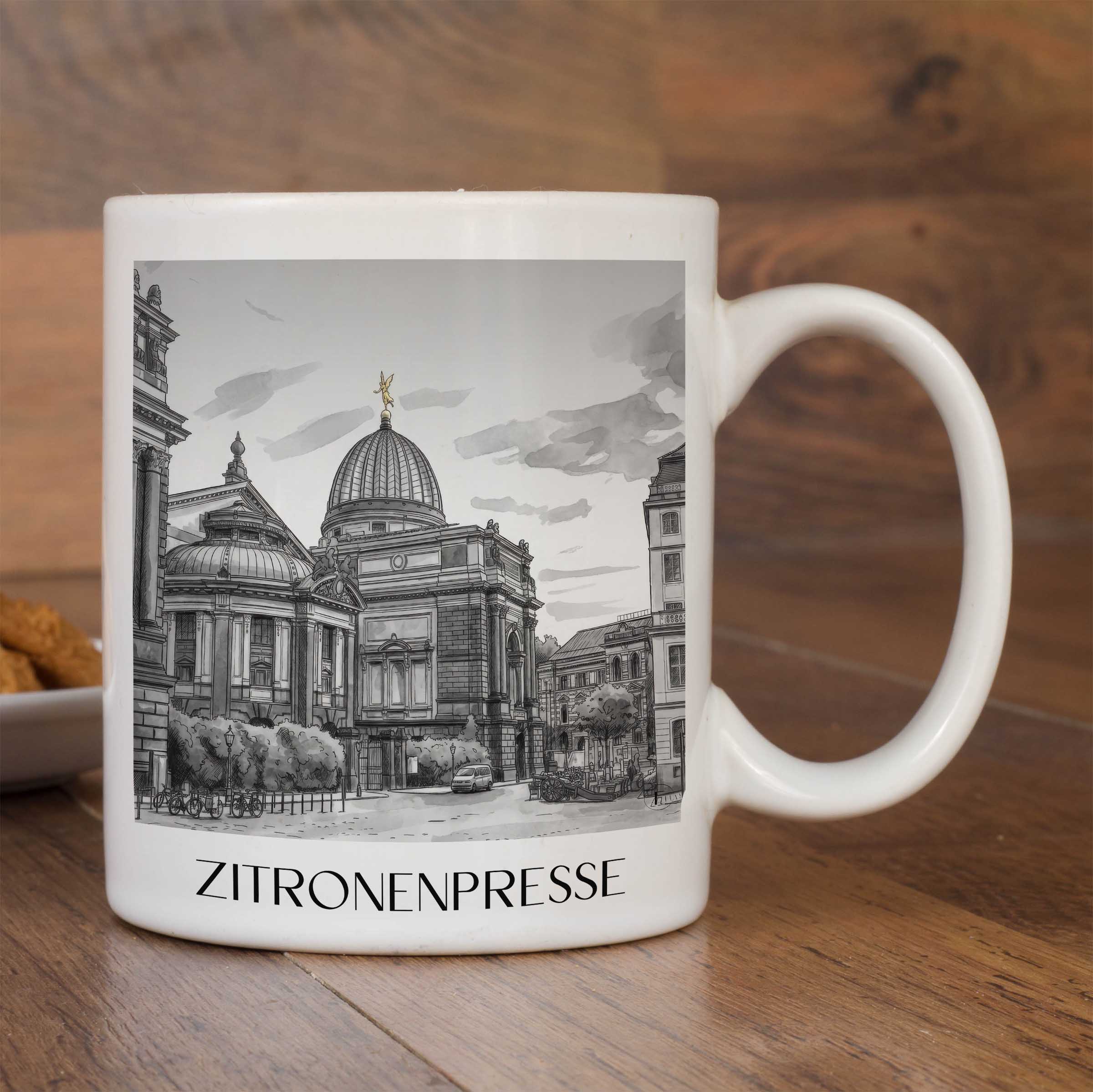 zitronenpresse-dresden-deutschland-kaffeebecher-aquarell-schwarz-weiss