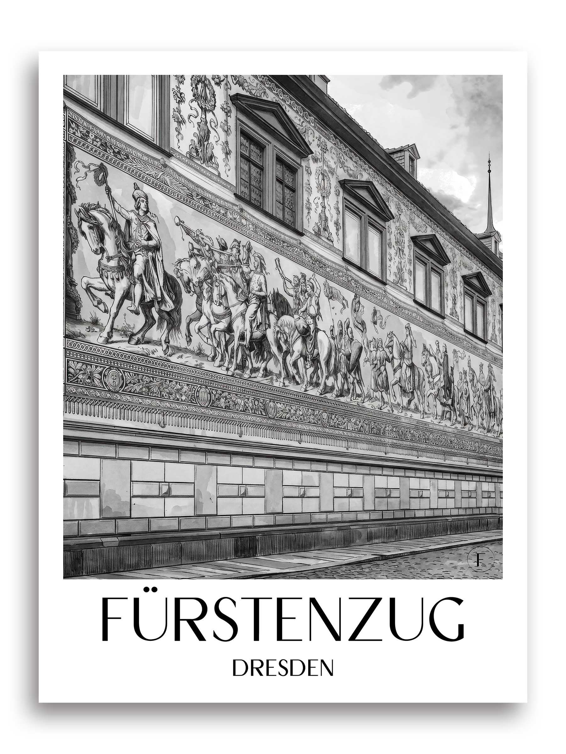 fürstenzug-dresden-deutschland-poster-aquarell-schwarz-weiss