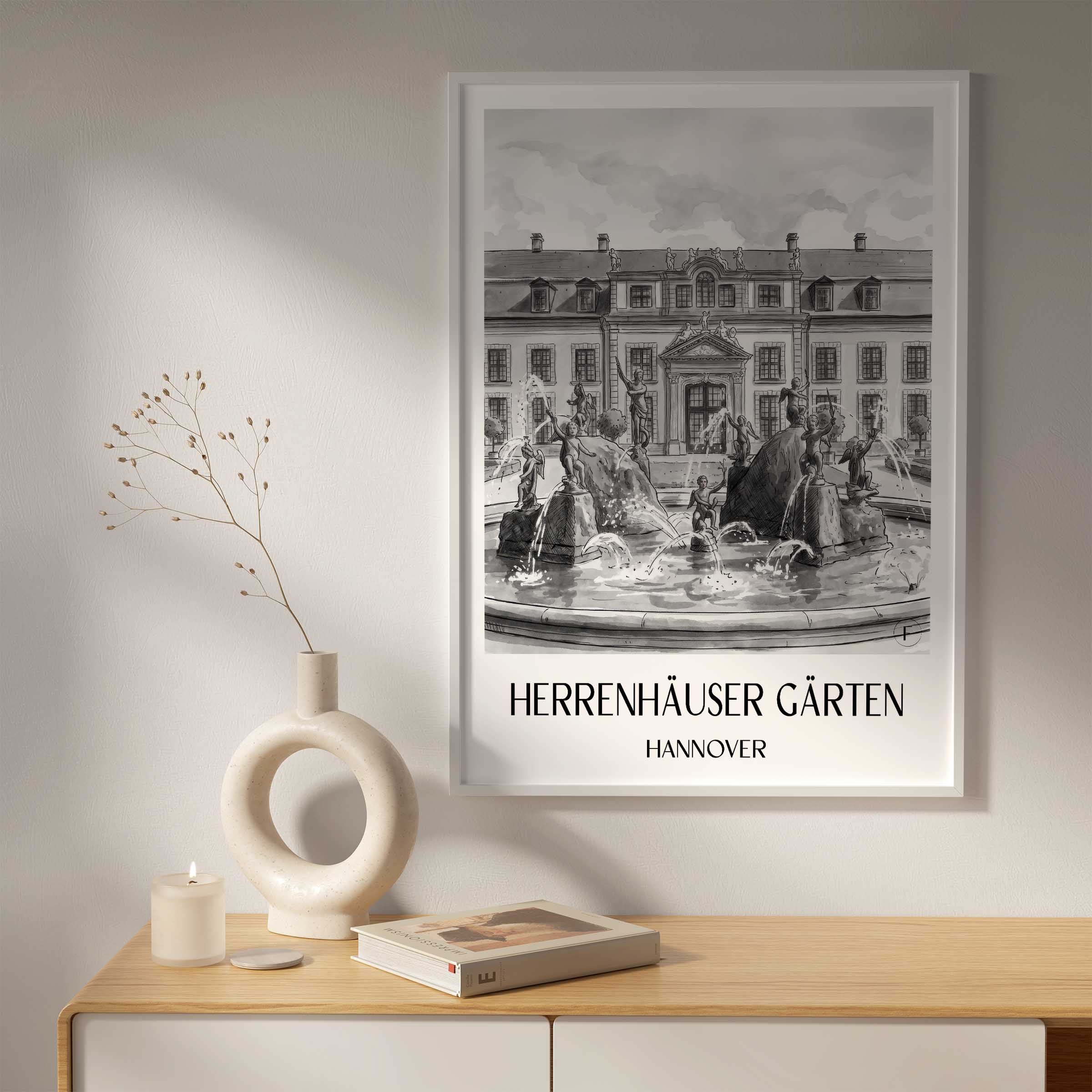 herrenhäuser-gärten-hannover-deutschland-poster-aquarell-schwarz-weiss