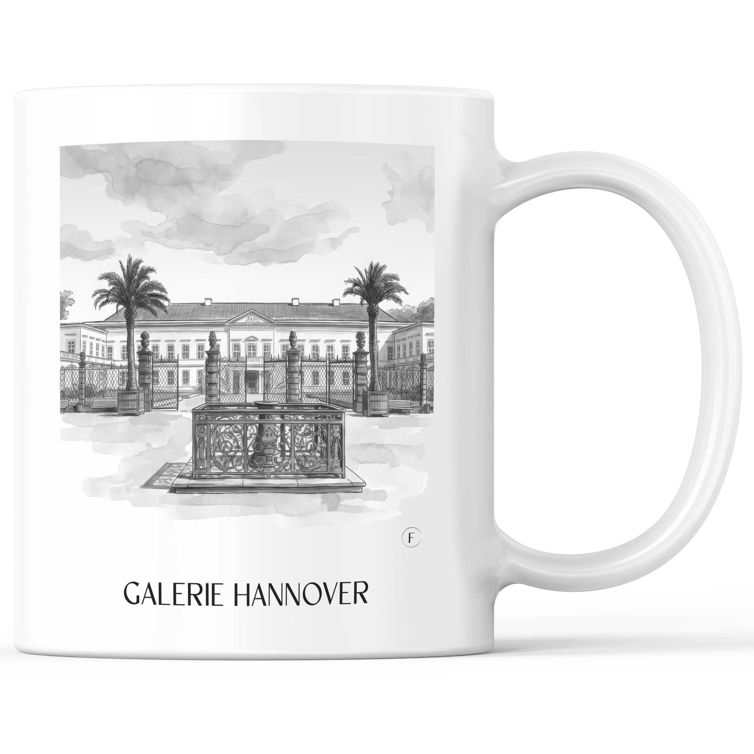 Galerie Kaffeebecher - Hannover - Deutschland Becher - Kaffeetasse im Aquarell Schwarz-Weiß Stil