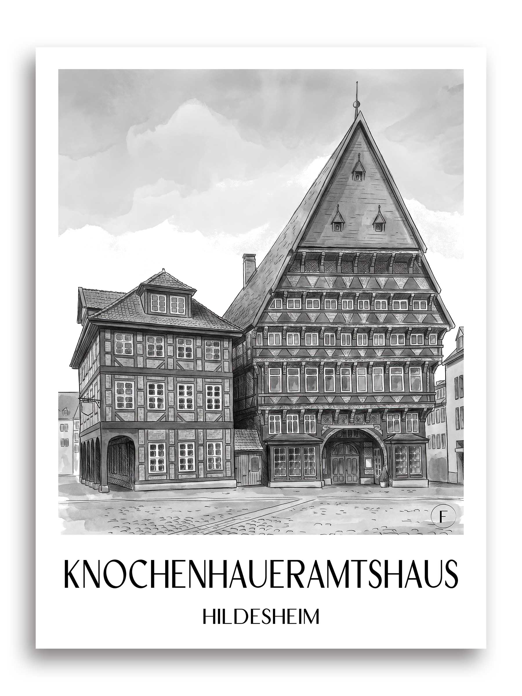 knochenhaueramtshaus-hildesheim-deutschland-poster-aquarell-schwarz-weiss