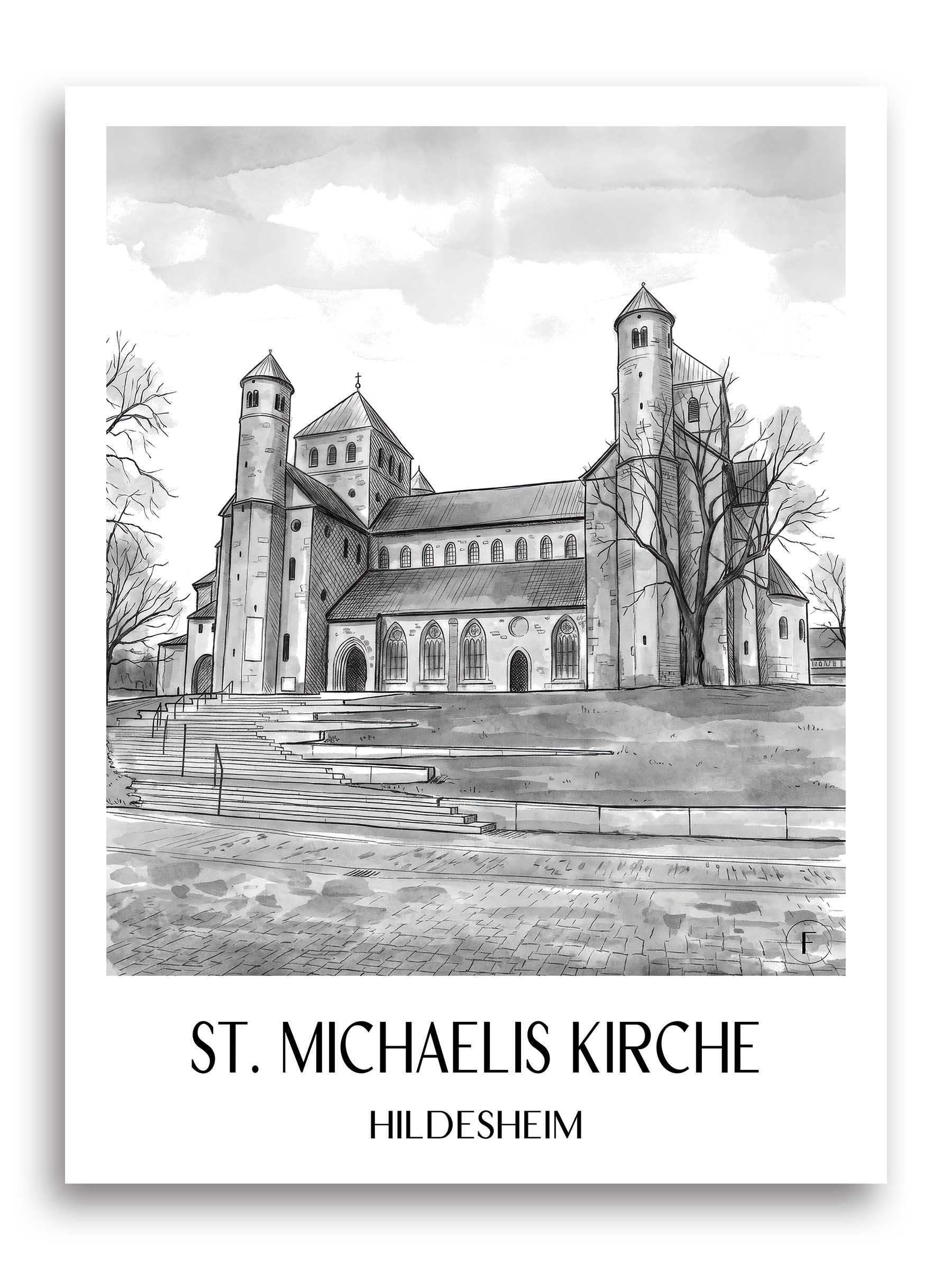 st.-michaelis-kirche-hildesheim-deutschland-poster-aquarell-schwarz-weiss
