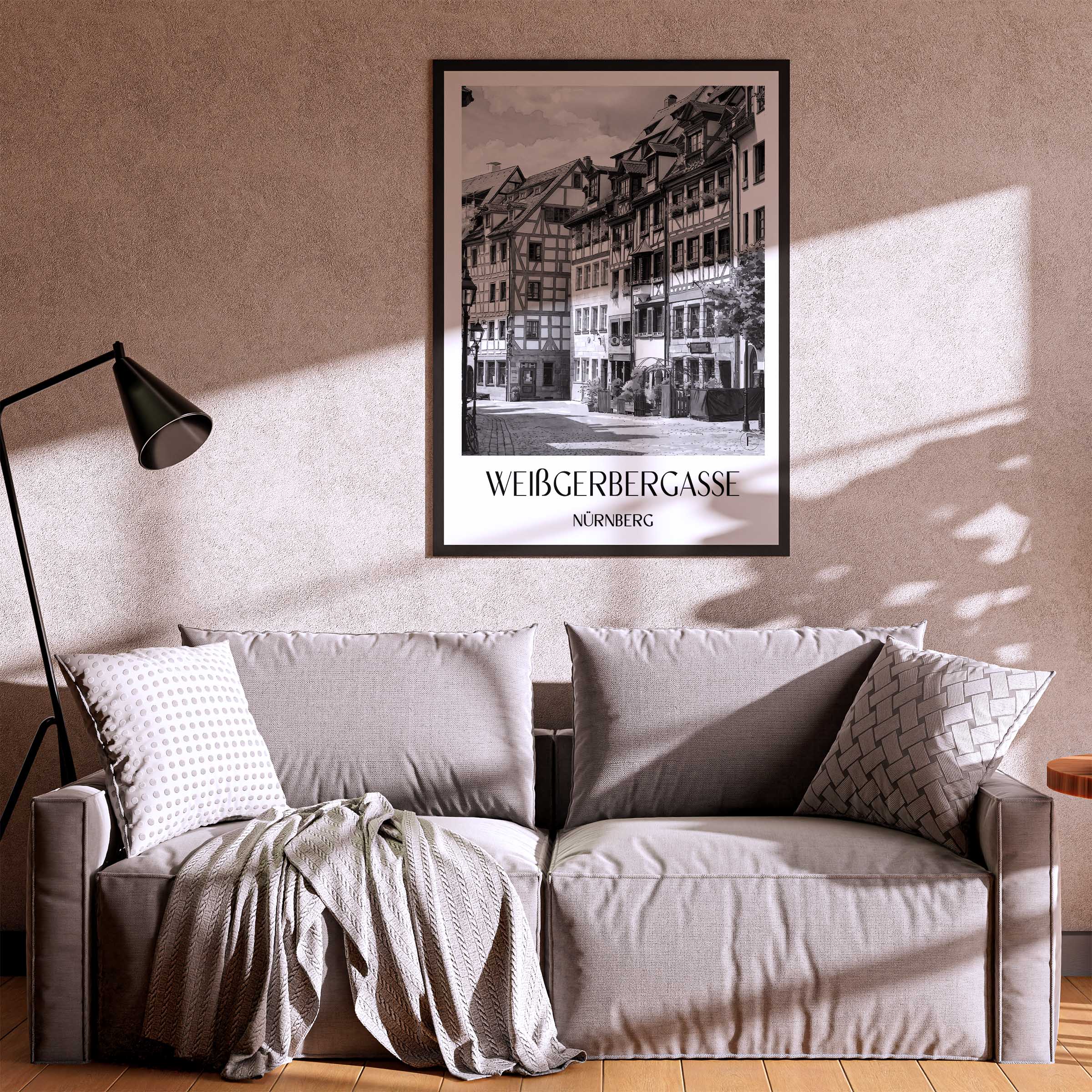 weißgerbergasse-nürnberg-deutschland-poster-aquarell-schwarz-weiss