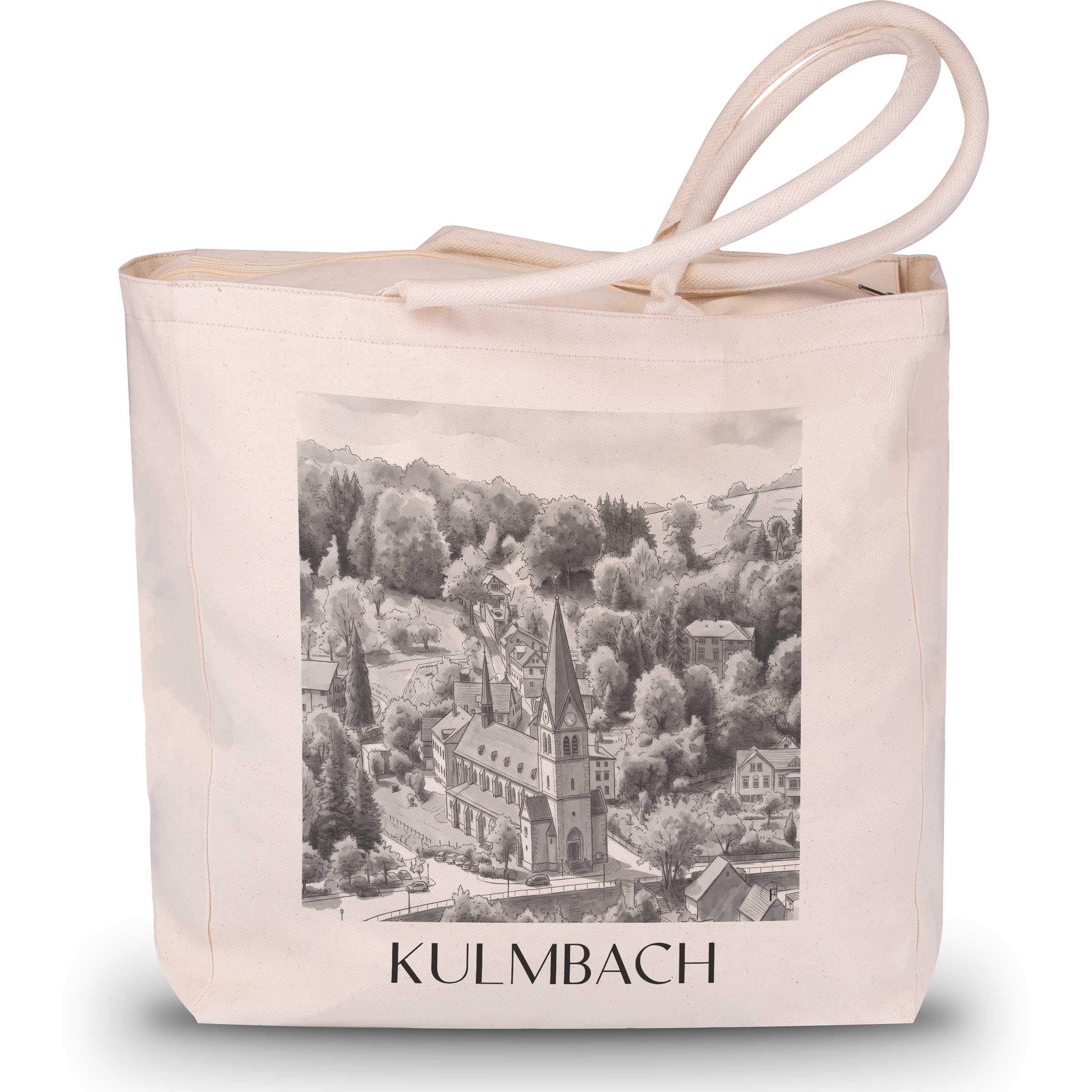 kulmbach-deutschland-einkaufstasche-aquarell-schwarz-weiss