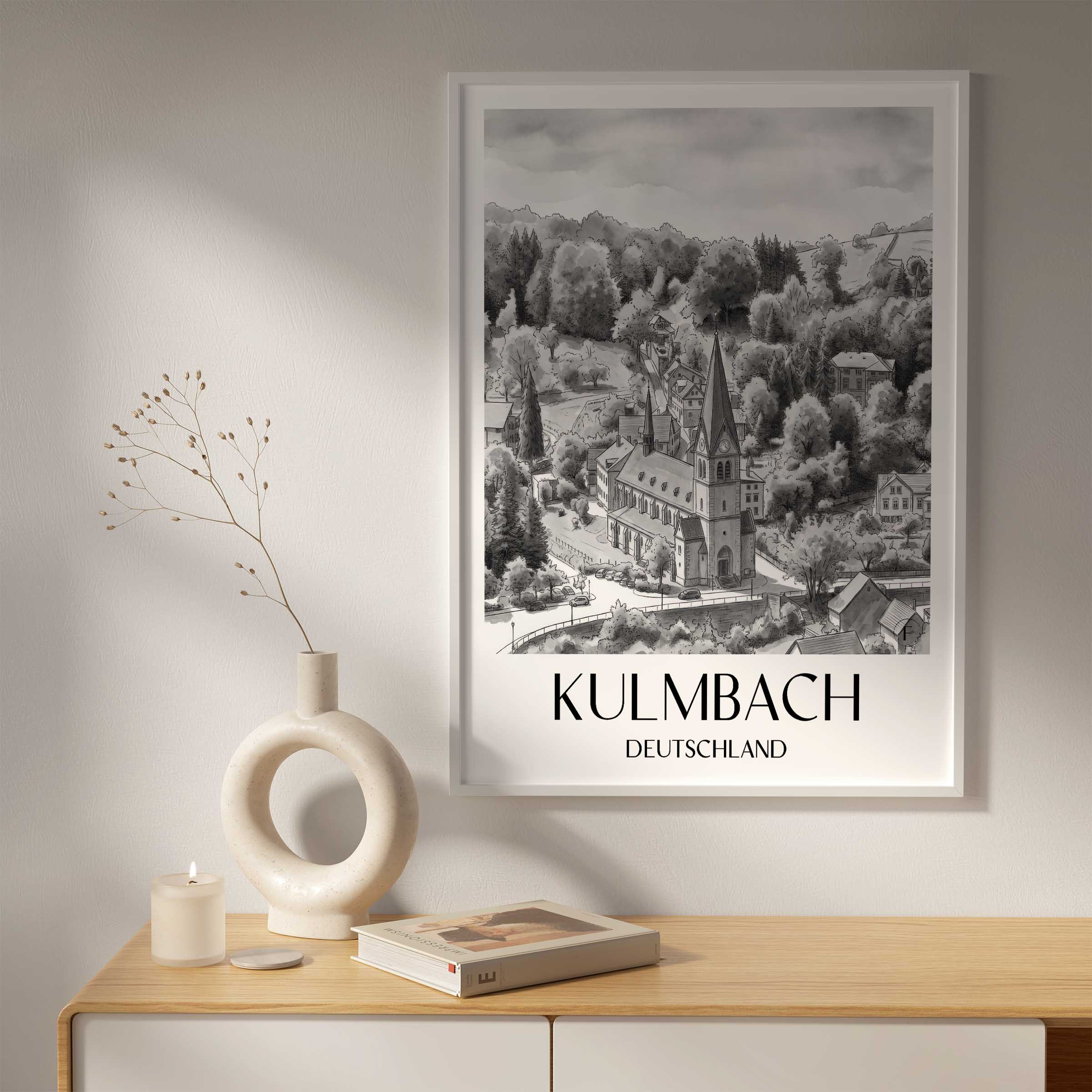 kulmbach-deutschland-poster-aquarell-schwarz-weiss