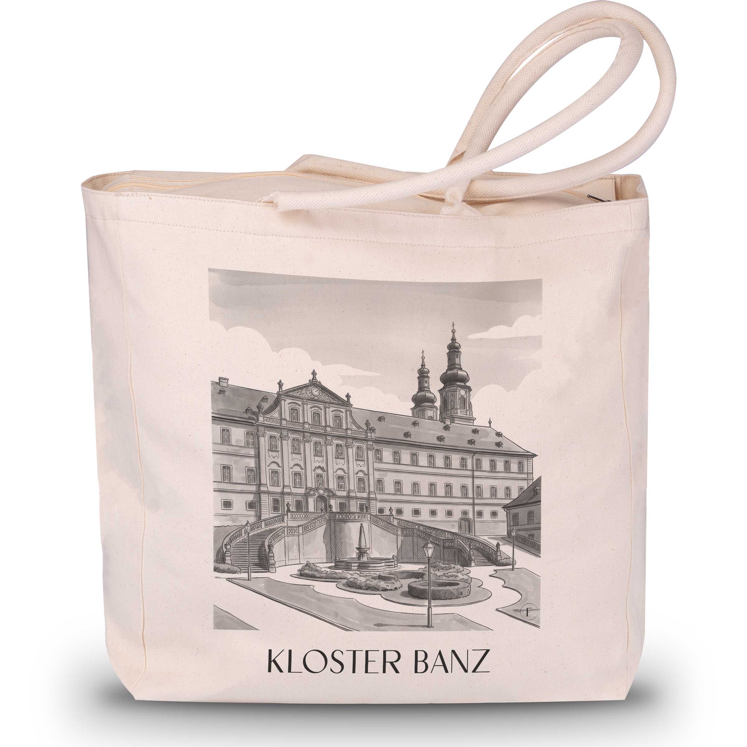 kloster-banz-deutschland-einkaufstasche-aquarell-schwarz-weiss