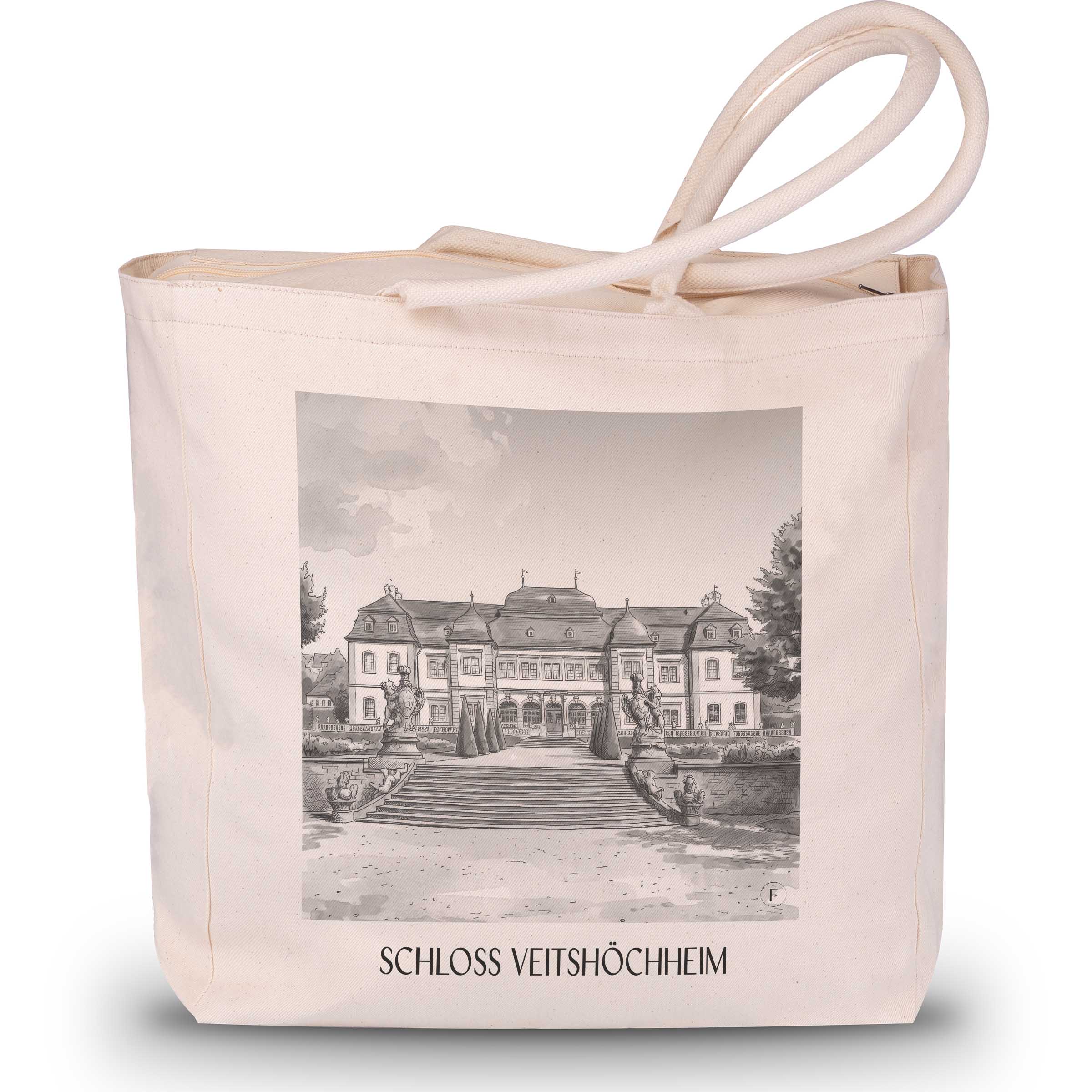 schloss-veitshöchheim-würzburg-deutschland-einkaufstasche-aquarell-schwarz-weiss
