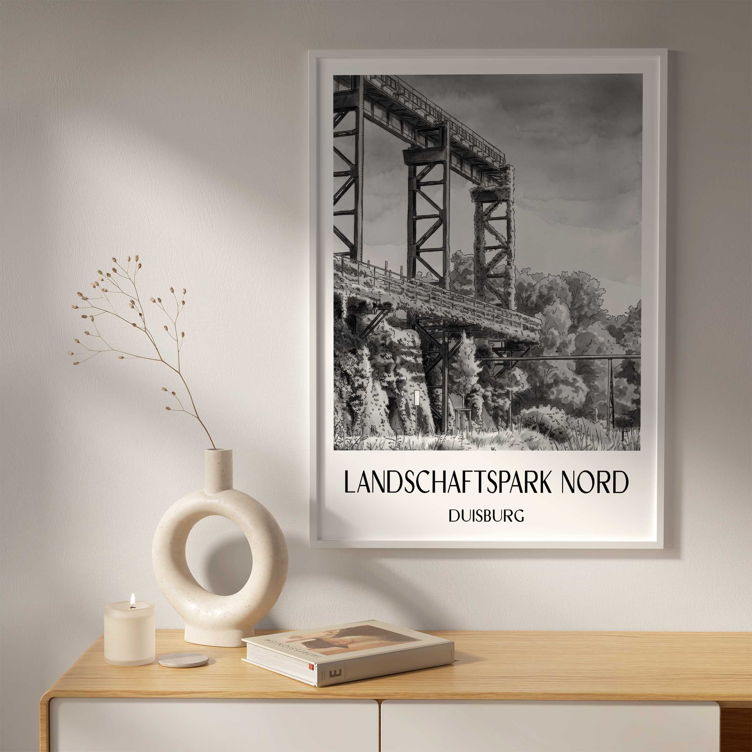 landschaftspark-nord-duisburg-deutschland-poster-aquarell-schwarz-weiss