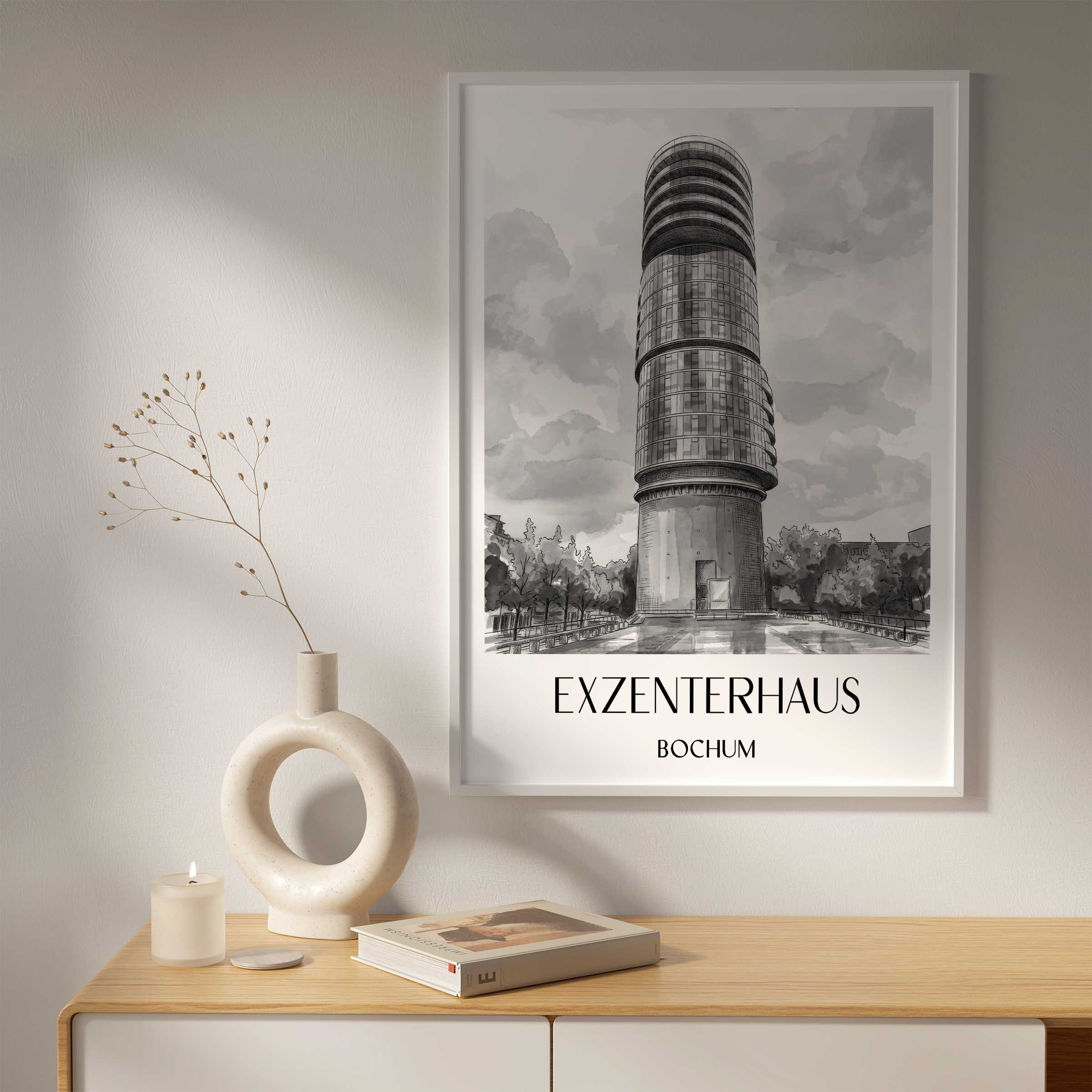 exzenterhaus-bochum-deutschland-poster-aquarell-schwarz-weiss