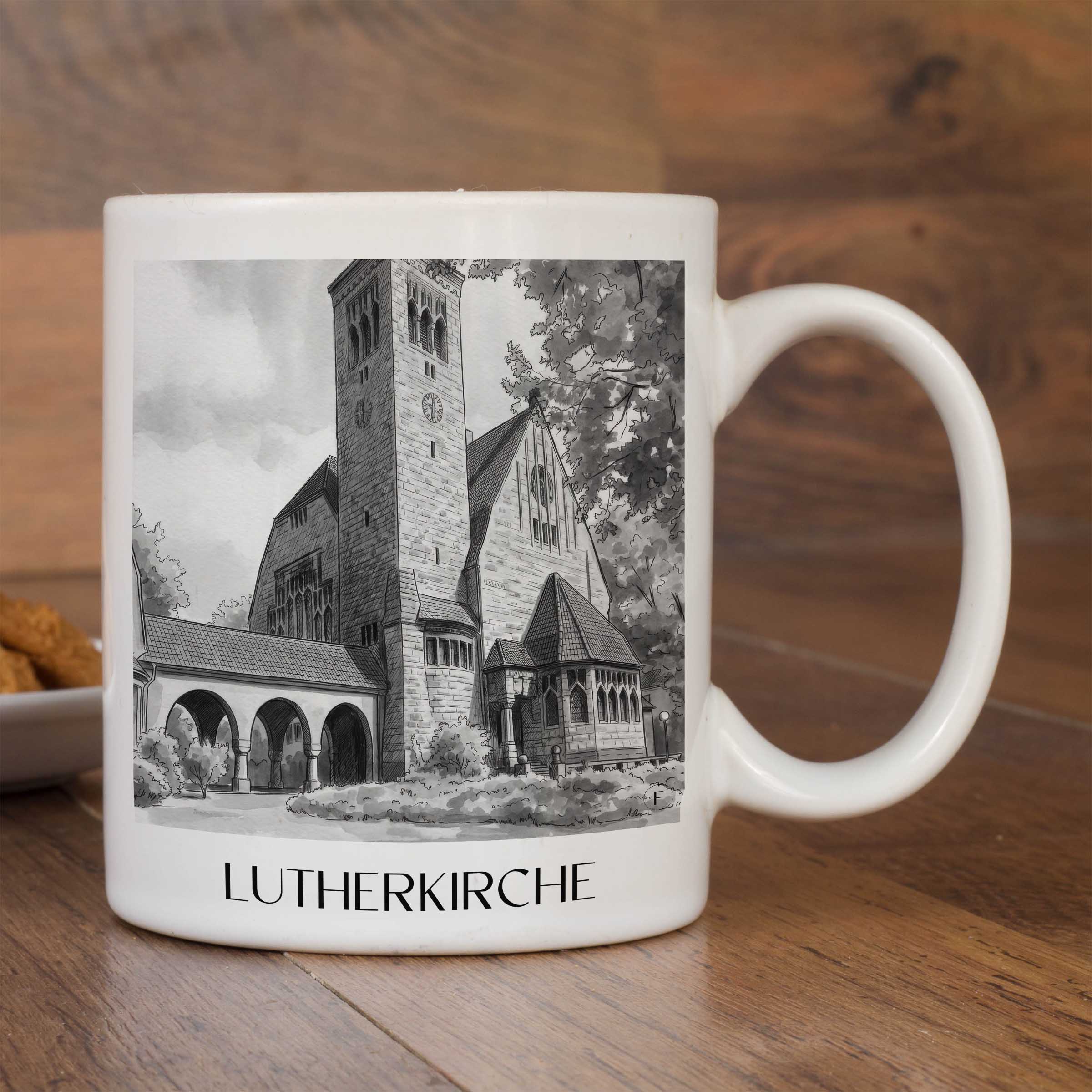 lutherkirche-bochum-deutschland-kaffeebecher-aquarell-schwarz-weiss