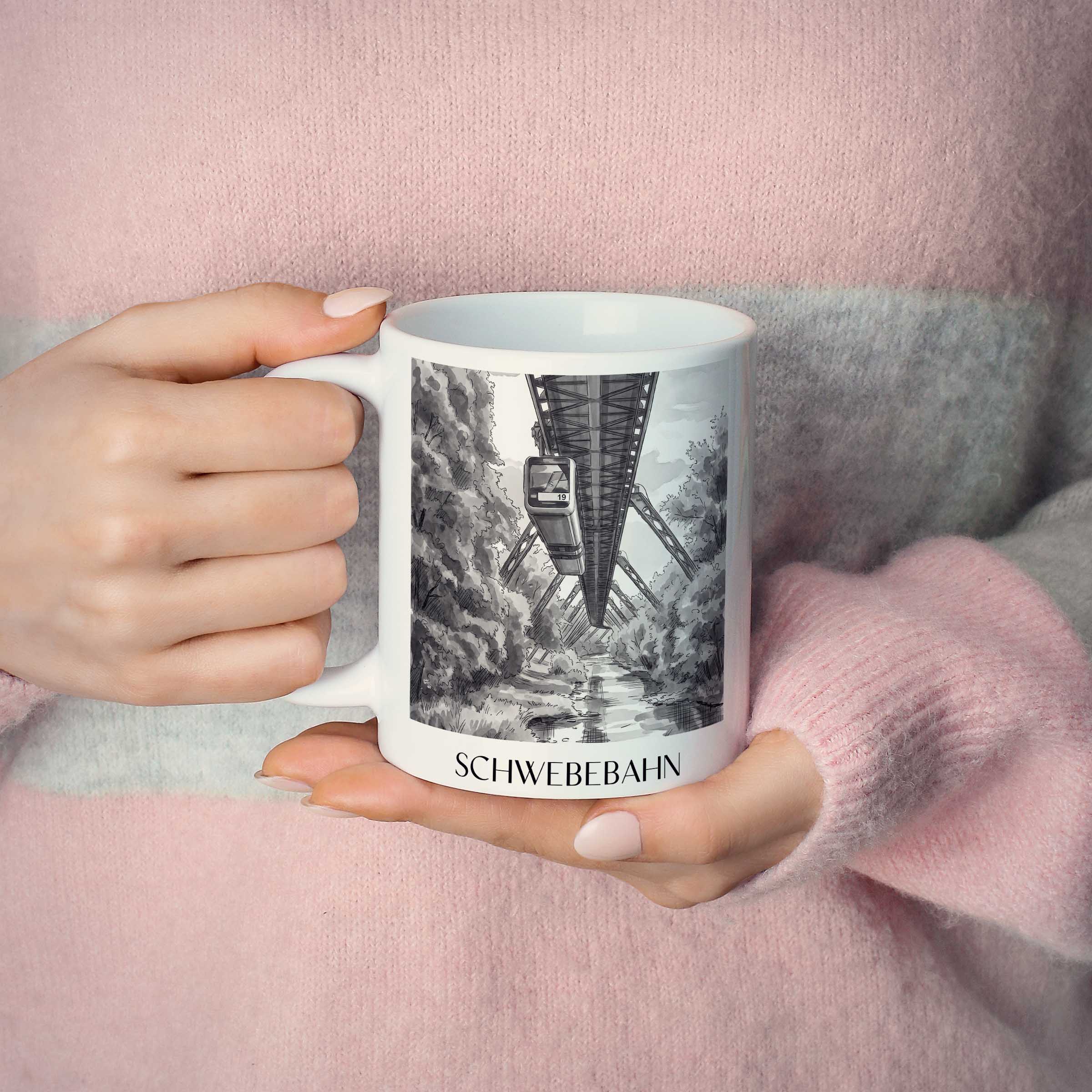 schwebebahn-wuppertal-deutschland-kaffeebecher-aquarell-schwarz-weiss
