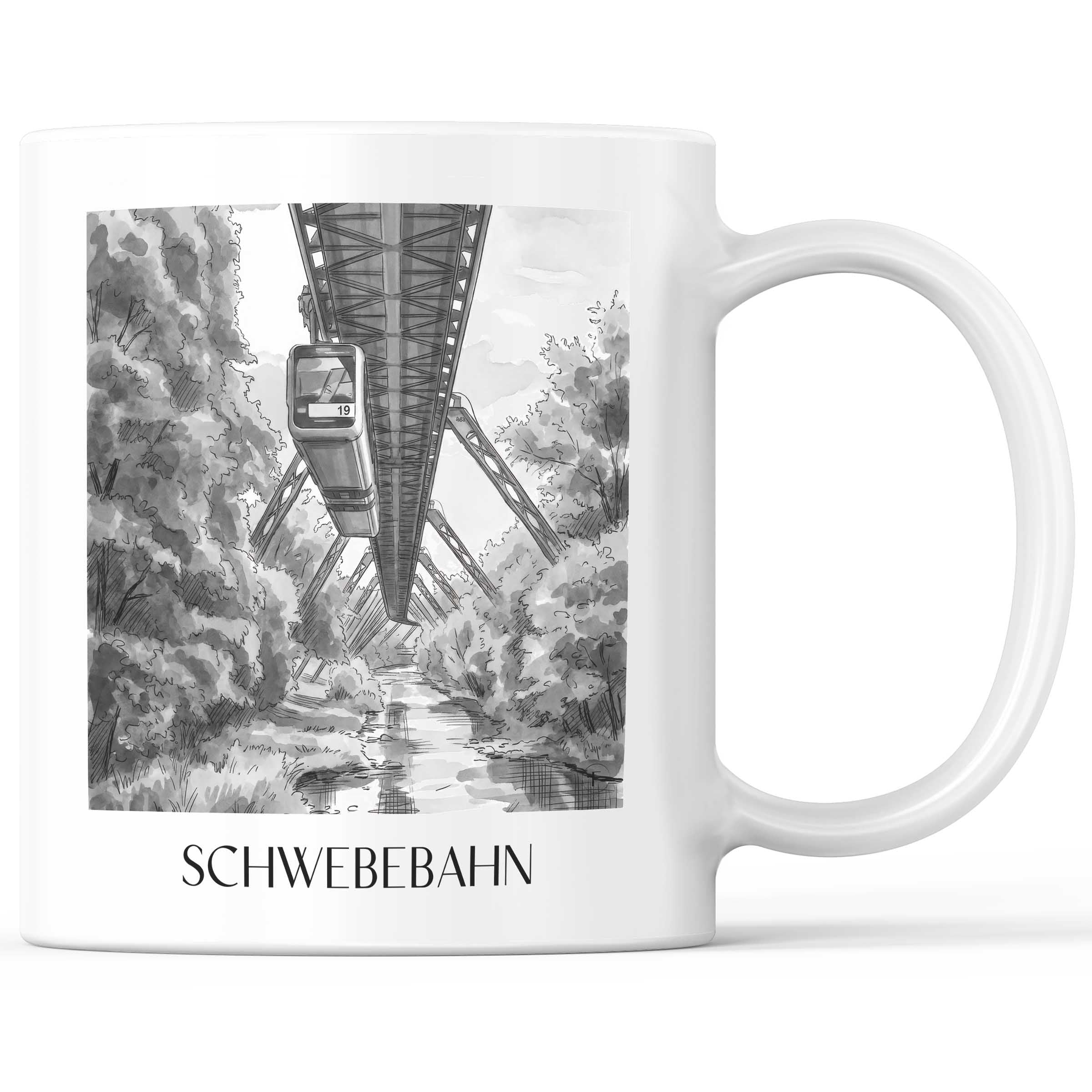 schwebebahn-wuppertal-deutschland-kaffeebecher-aquarell-schwarz-weiss