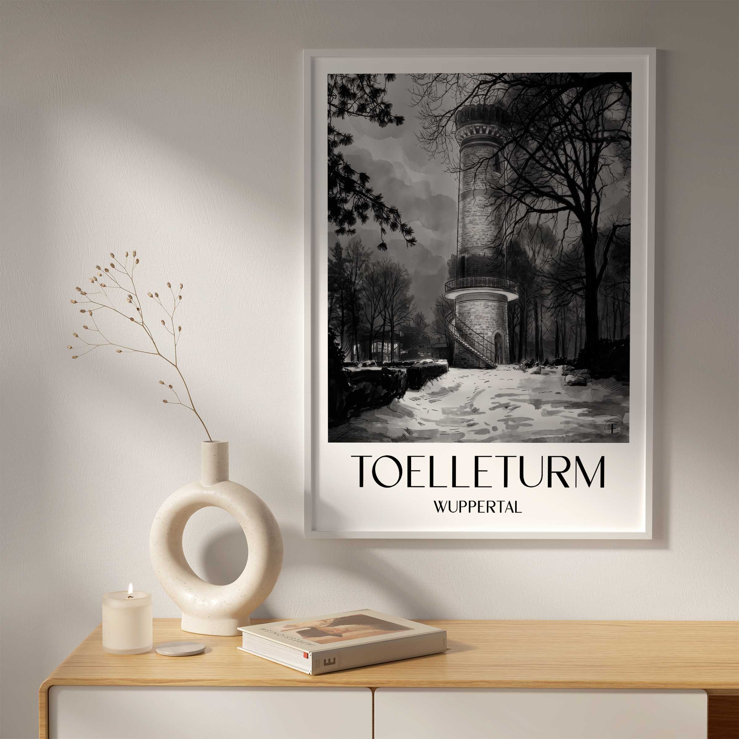 toelleturm-wuppertal-deutschland-poster-aquarell-schwarz-weiss