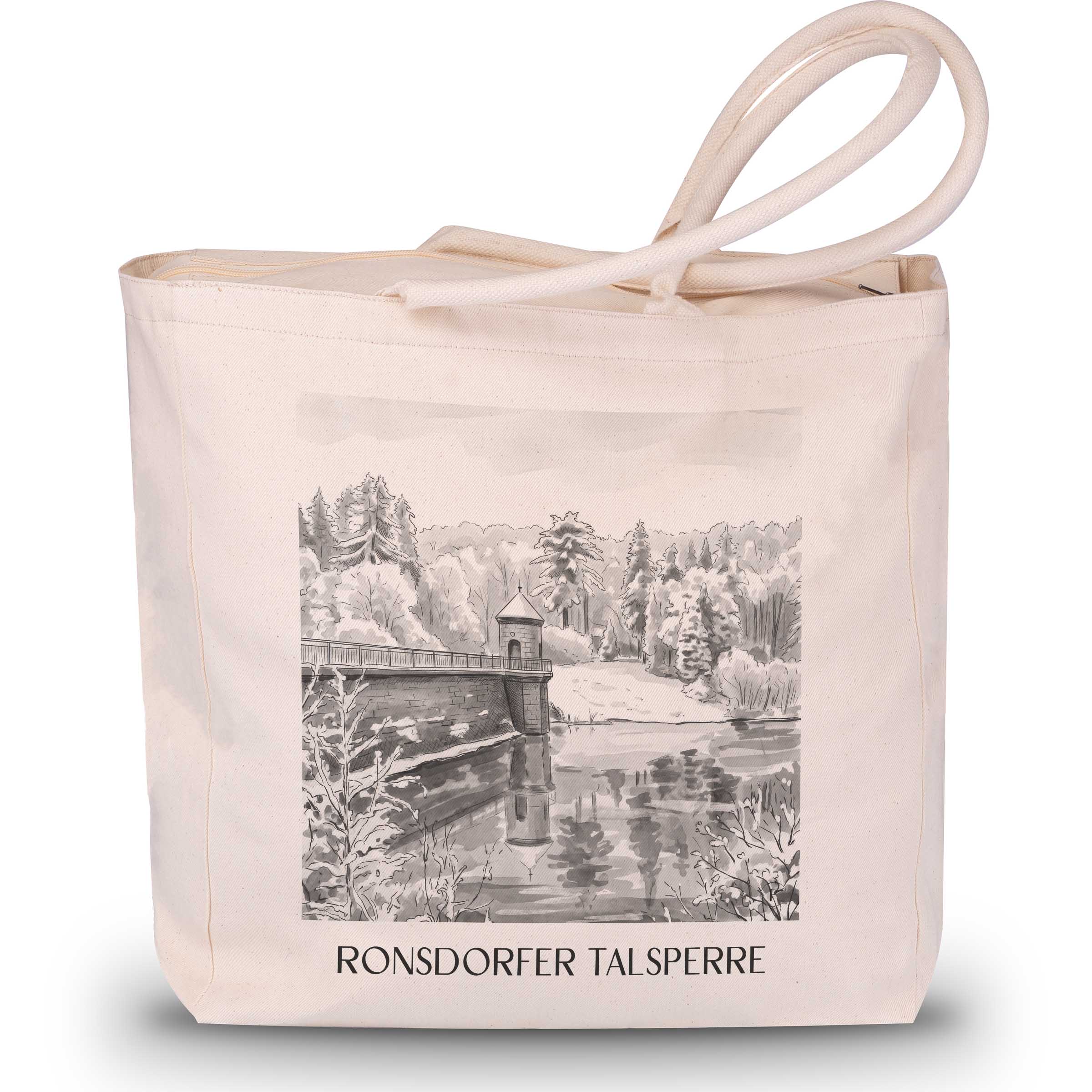 ronsdorfer-talsperre-wuppertal-deutschland-einkaufstasche-aquarell-schwarz-weiss