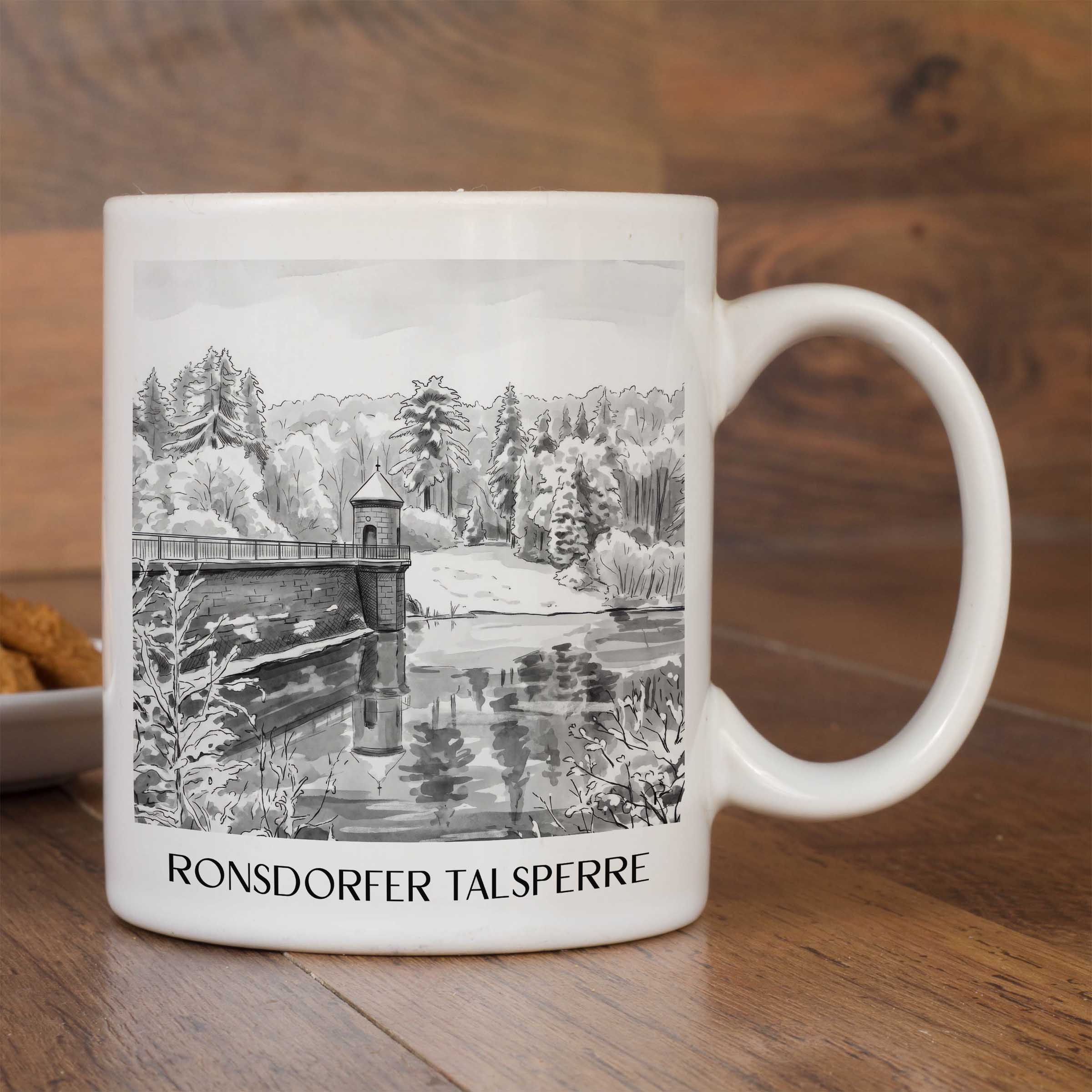 ronsdorfer-talsperre-wuppertal-deutschland-kaffeebecher-aquarell-schwarz-weiss