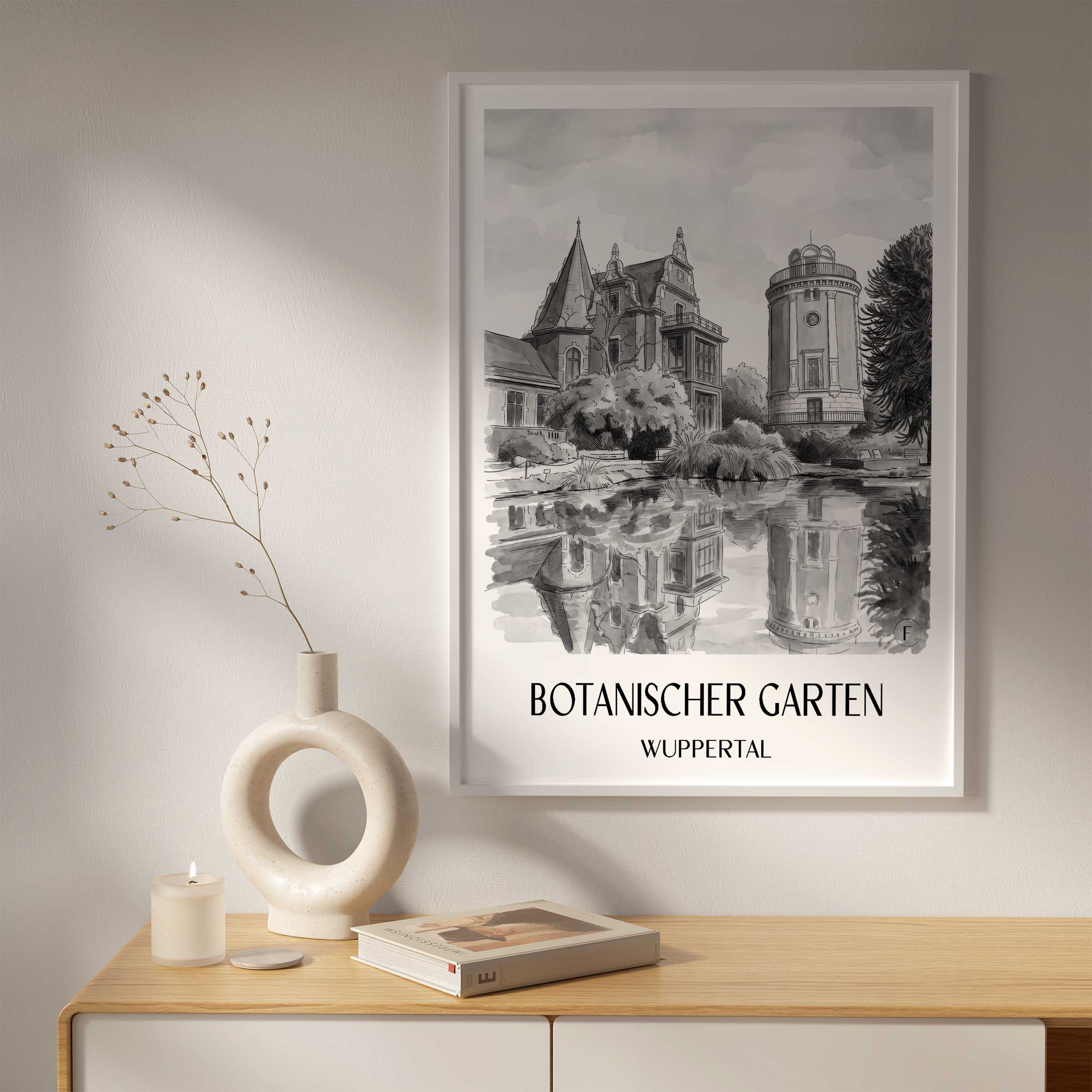botanischer-garten-wuppertal-deutschland-poster-aquarell-schwarz-weiss