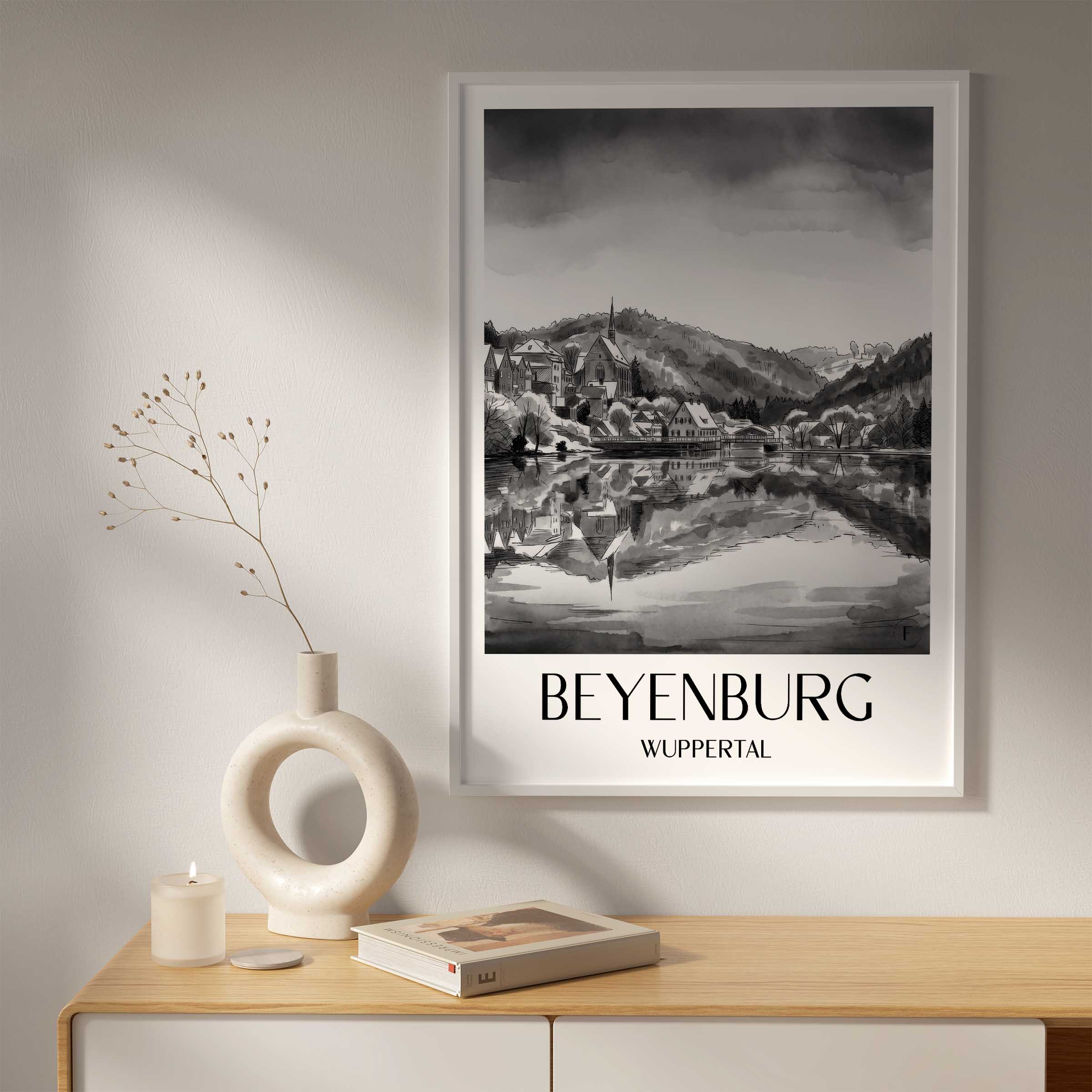 beyenburg-wuppertal-deutschland-poster-aquarell-schwarz-weiss