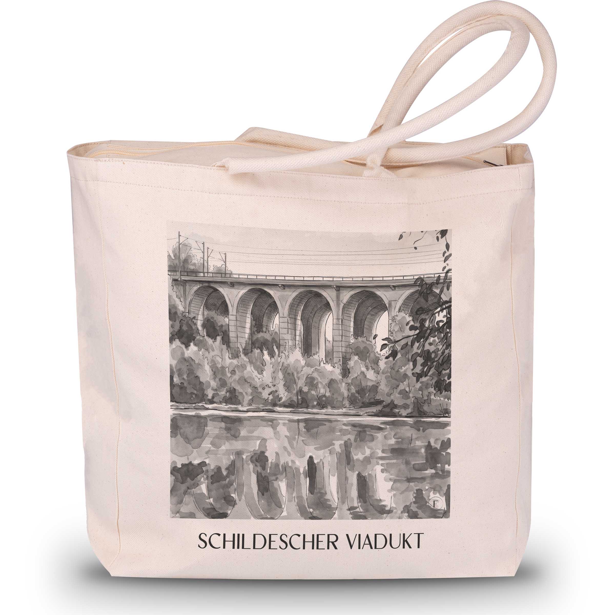 schildescher-viadukt-bielefeld-deutschland-einkaufstasche-aquarell-schwarz-weiss