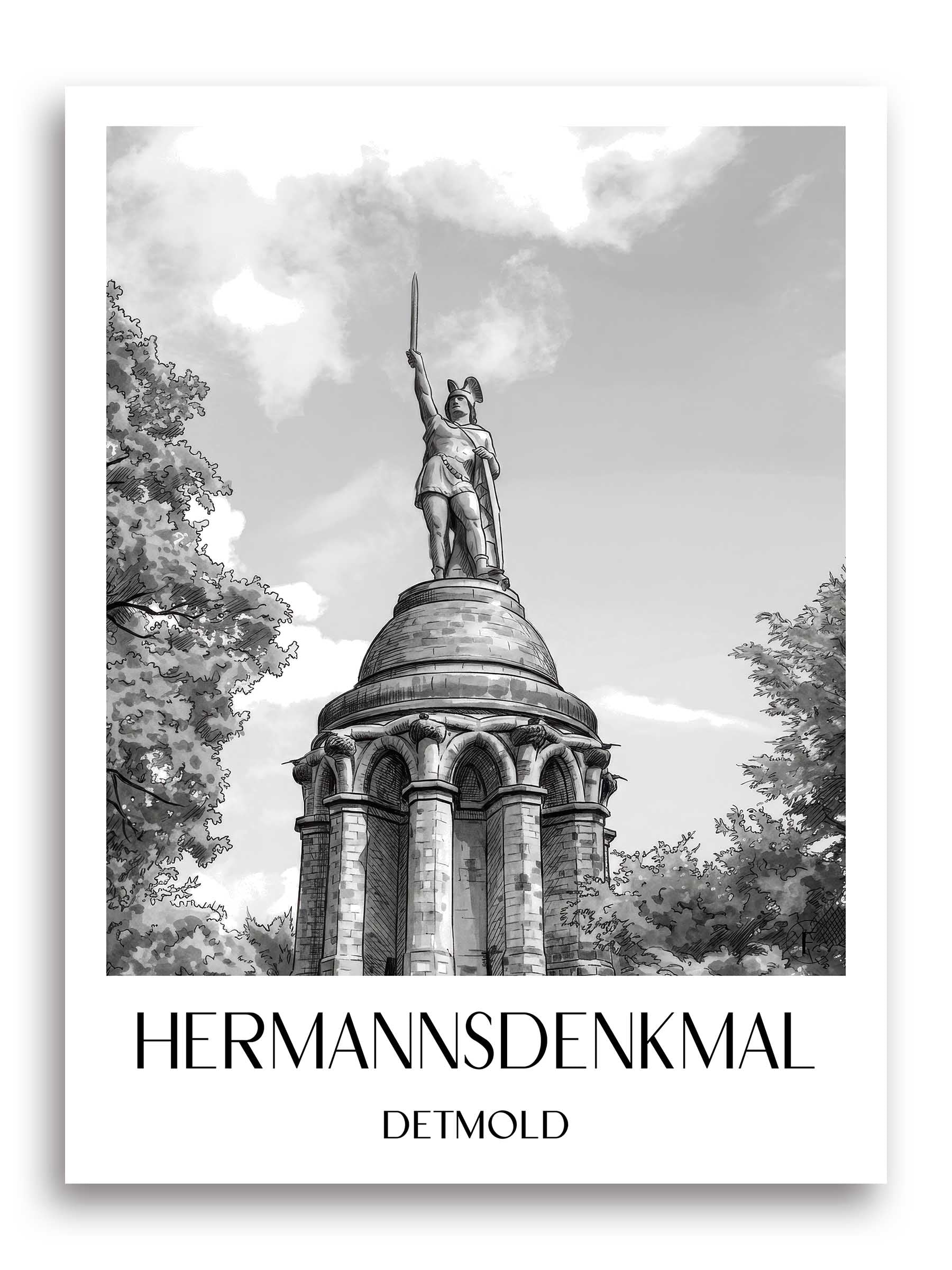 hermannsdenkmal-detmold-deutschland-poster-aquarell-schwarz-weiss